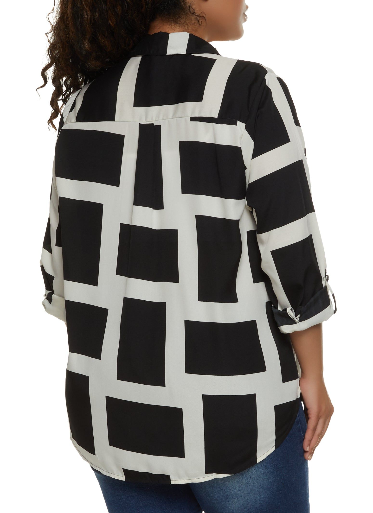 Plus Size Geometric Print Button Down Shirt sold by Rainbow product image thumbnail 2