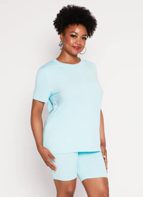 Plus Size Daisy Basic Soft Knit Short Sleeve Top sold by Rainbow