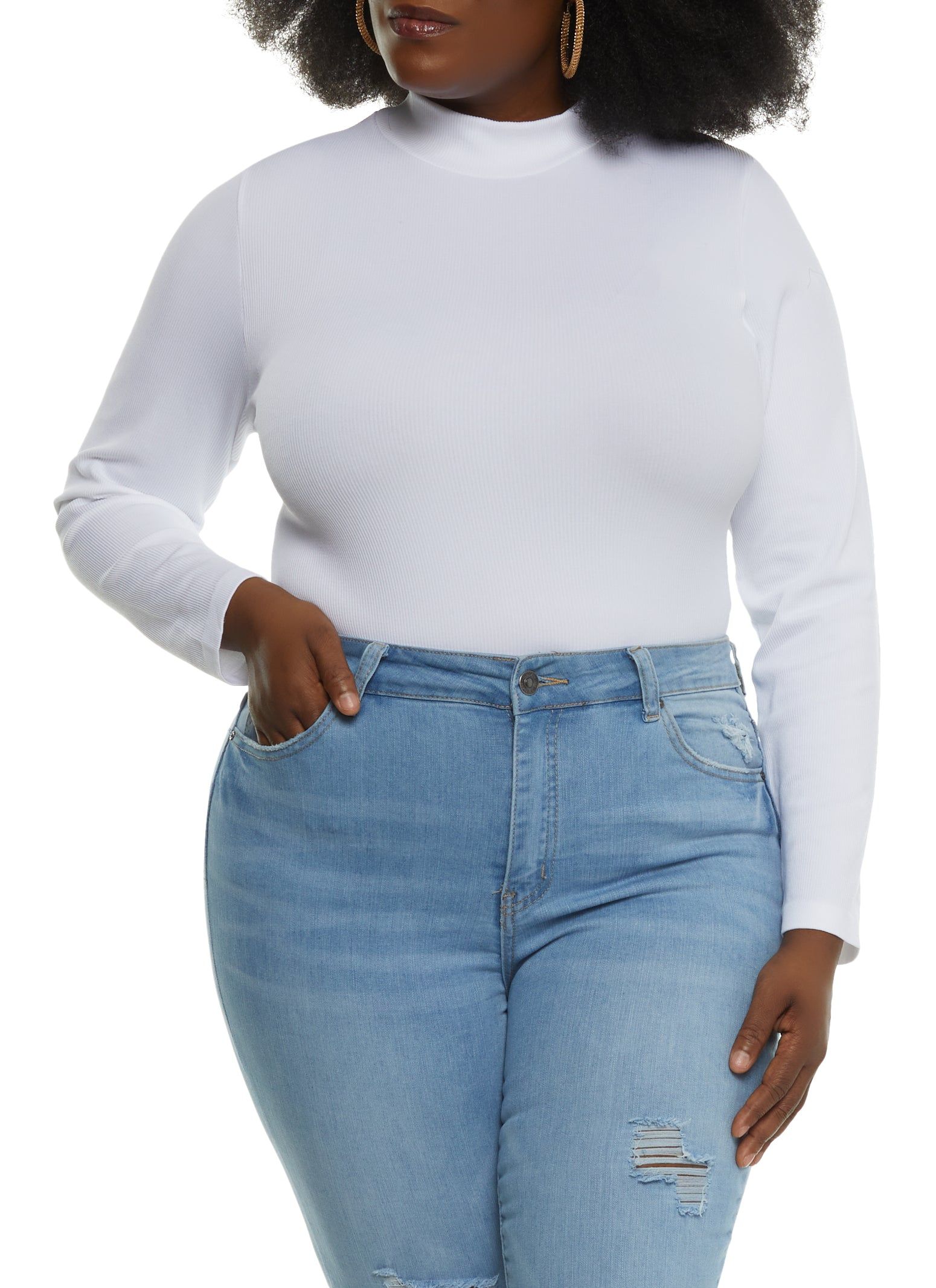 Plus Size Long Sleeve Mock Neck Bodysuit sold by Rainbow product image thumbnail 2