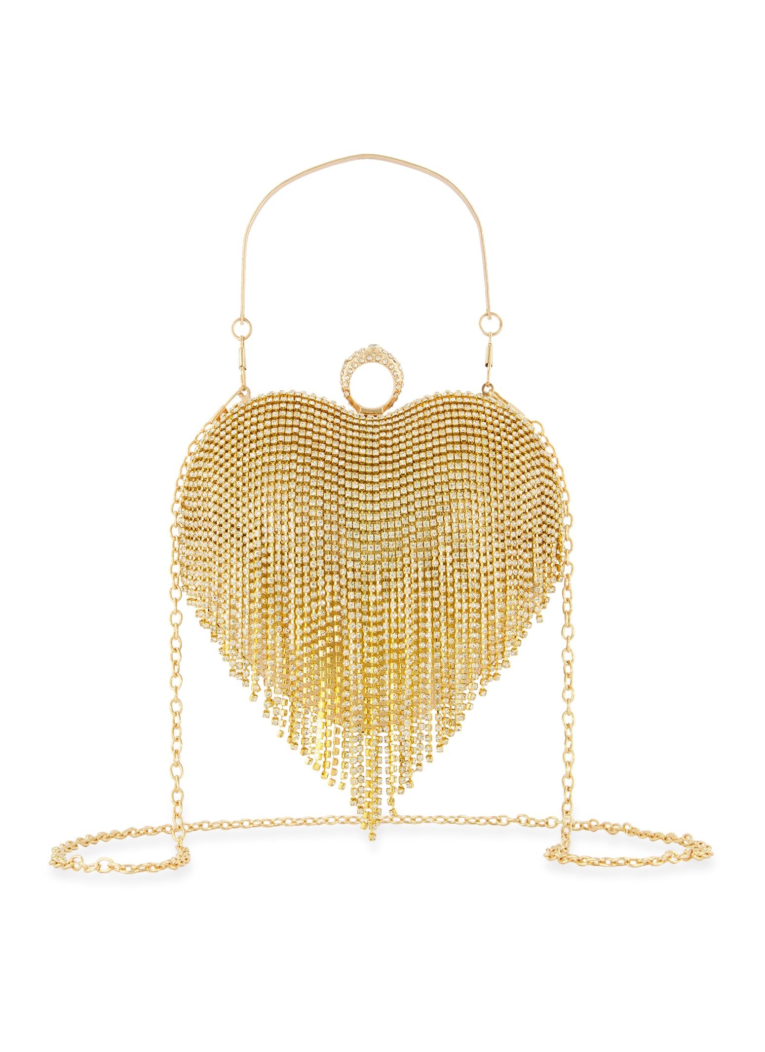 Rhinestone Fringe Heart Convertible Clutch Purse sold by Rainbow product image thumbnail 2