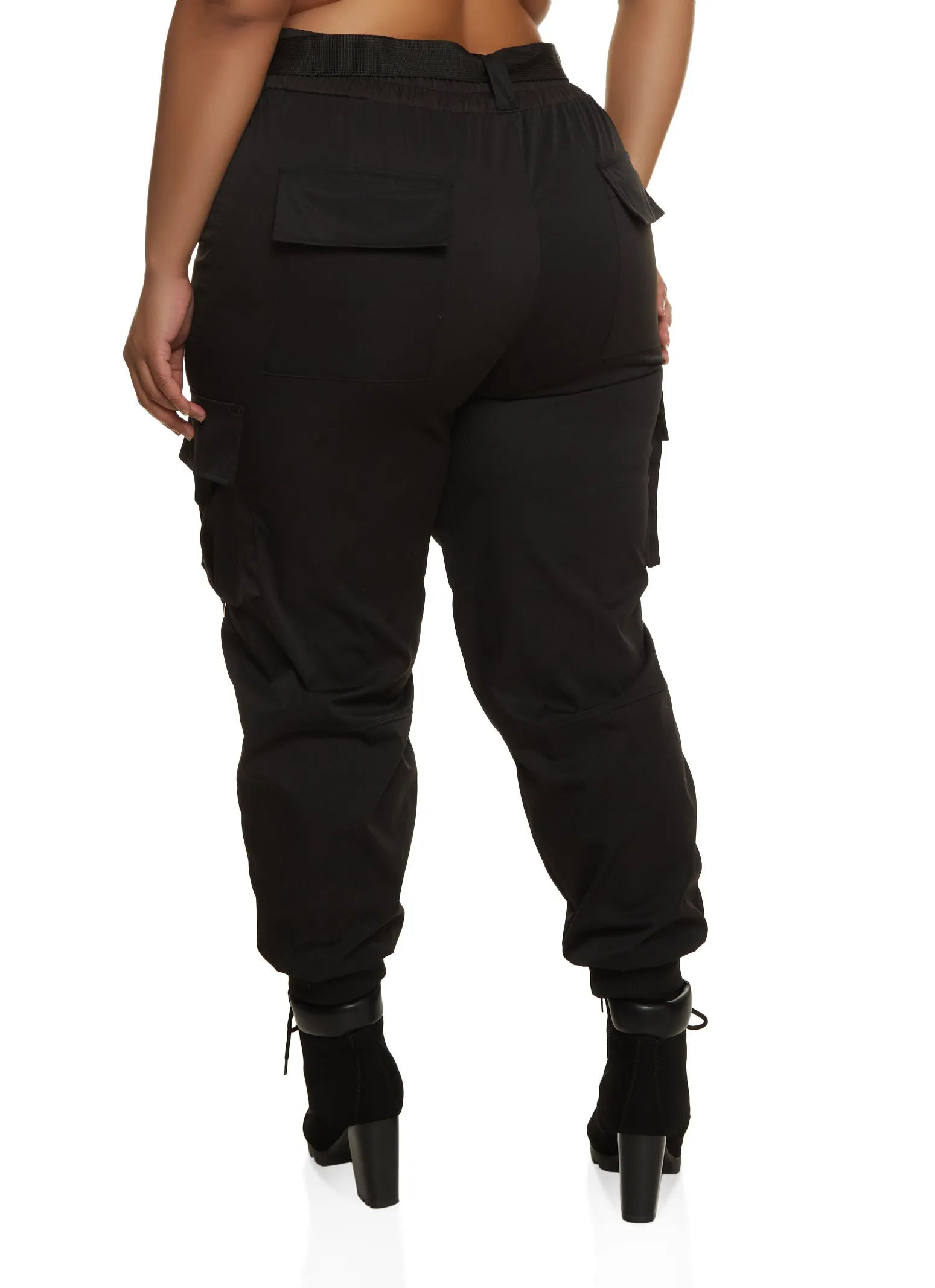 Plus Size Belted High Waist Cargo Joggers sold by Rainbow product image thumbnail 3