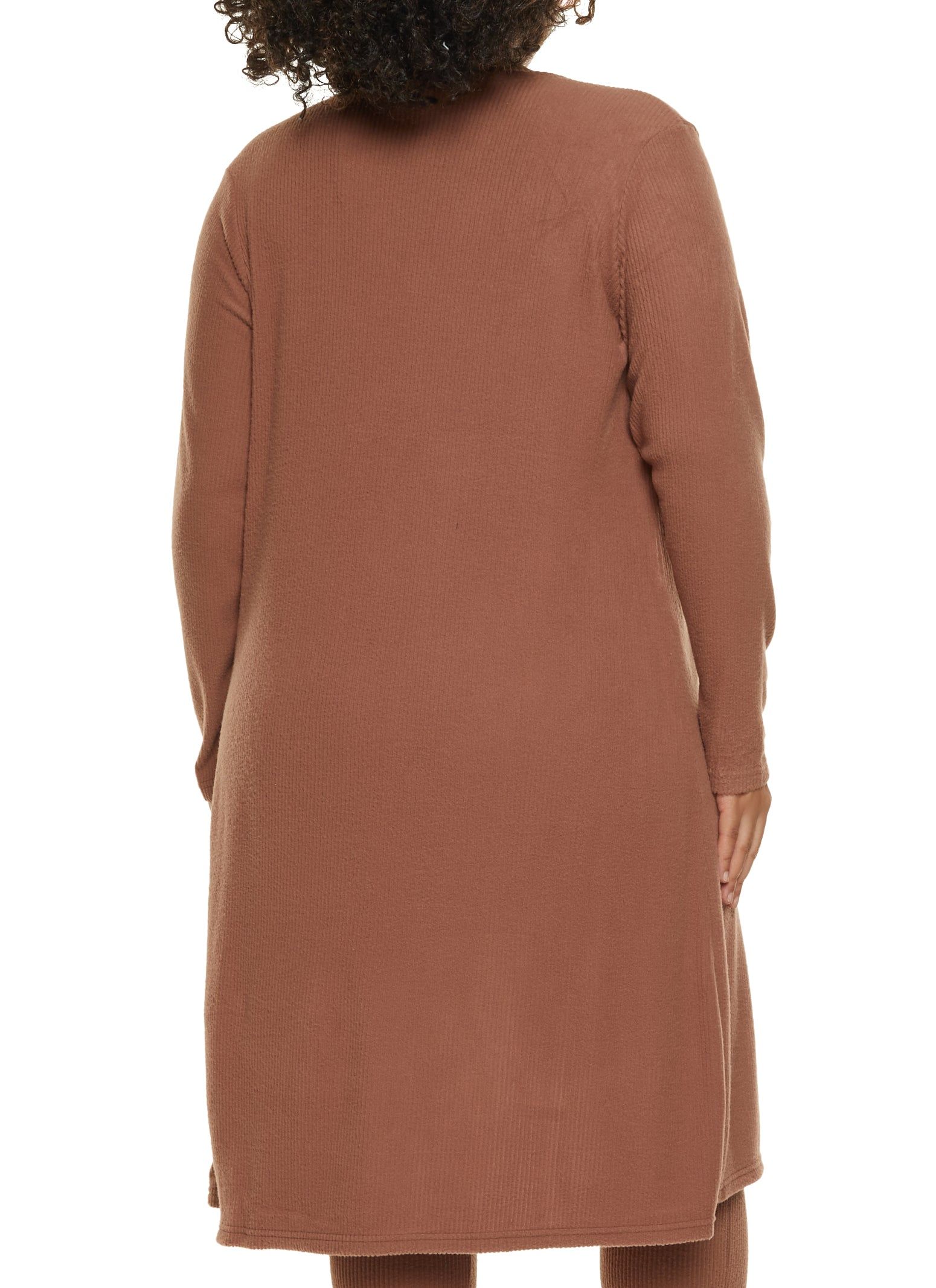 Plus Size Solid Brushed Ribbed Knit Duster sold by Rainbow product image thumbnail 3