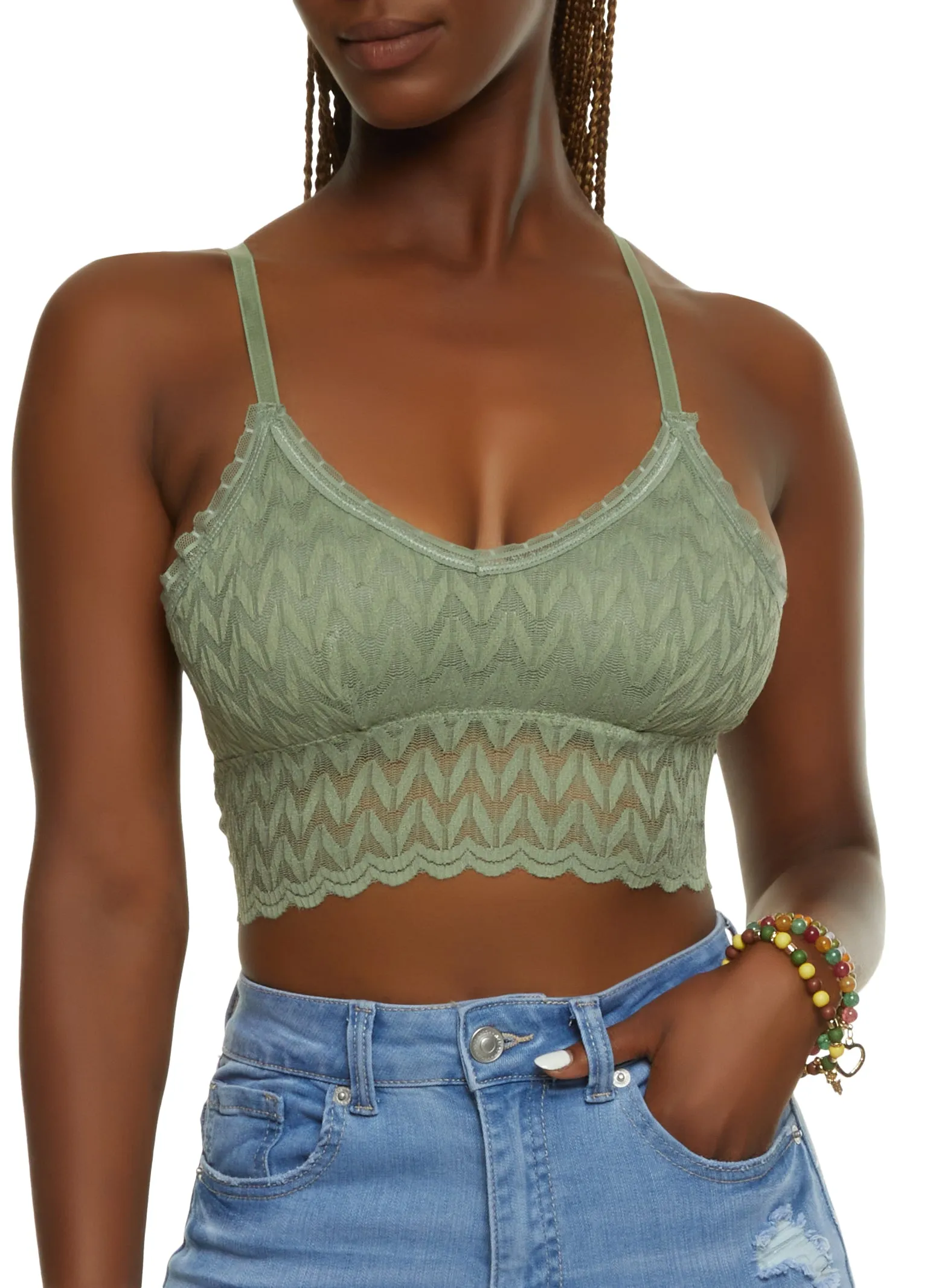 Scalloped Trim Lace Bralette Top sold by Rainbow
