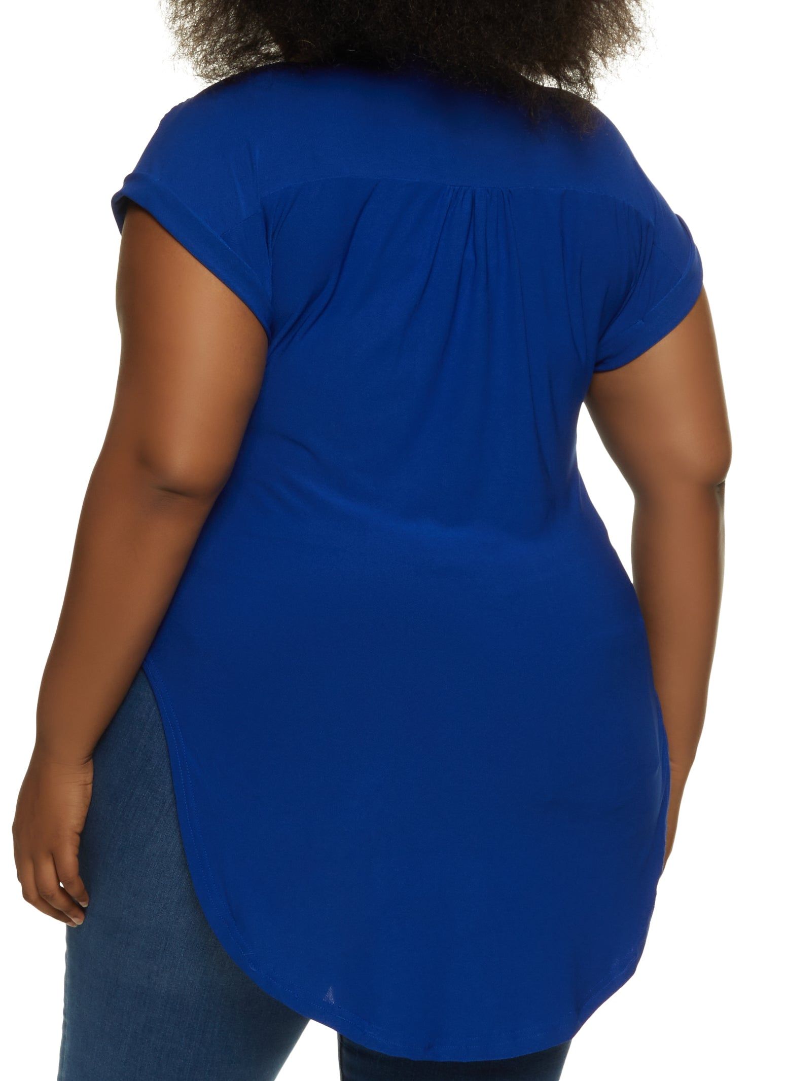 Plus Size Half Button Tie Front High Low Top sold by Rainbow product image thumbnail 2