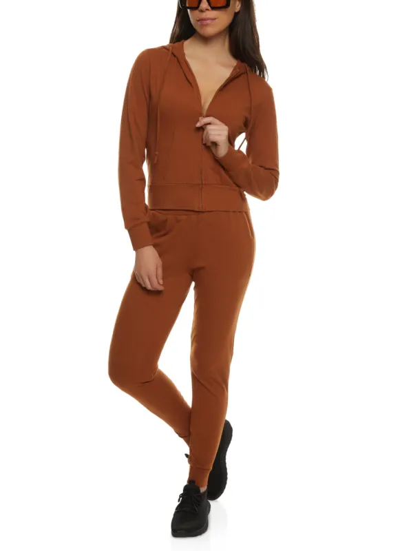 Daisy Solid Zip Front Hoodie and Joggers Set sold by Rainbow