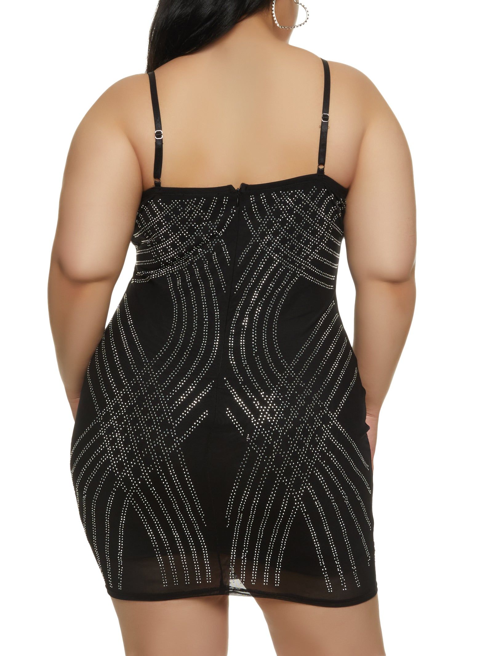 Plus Size Rhinestone Detail Mesh Bodycon Dress sold by Rainbow product image thumbnail 3