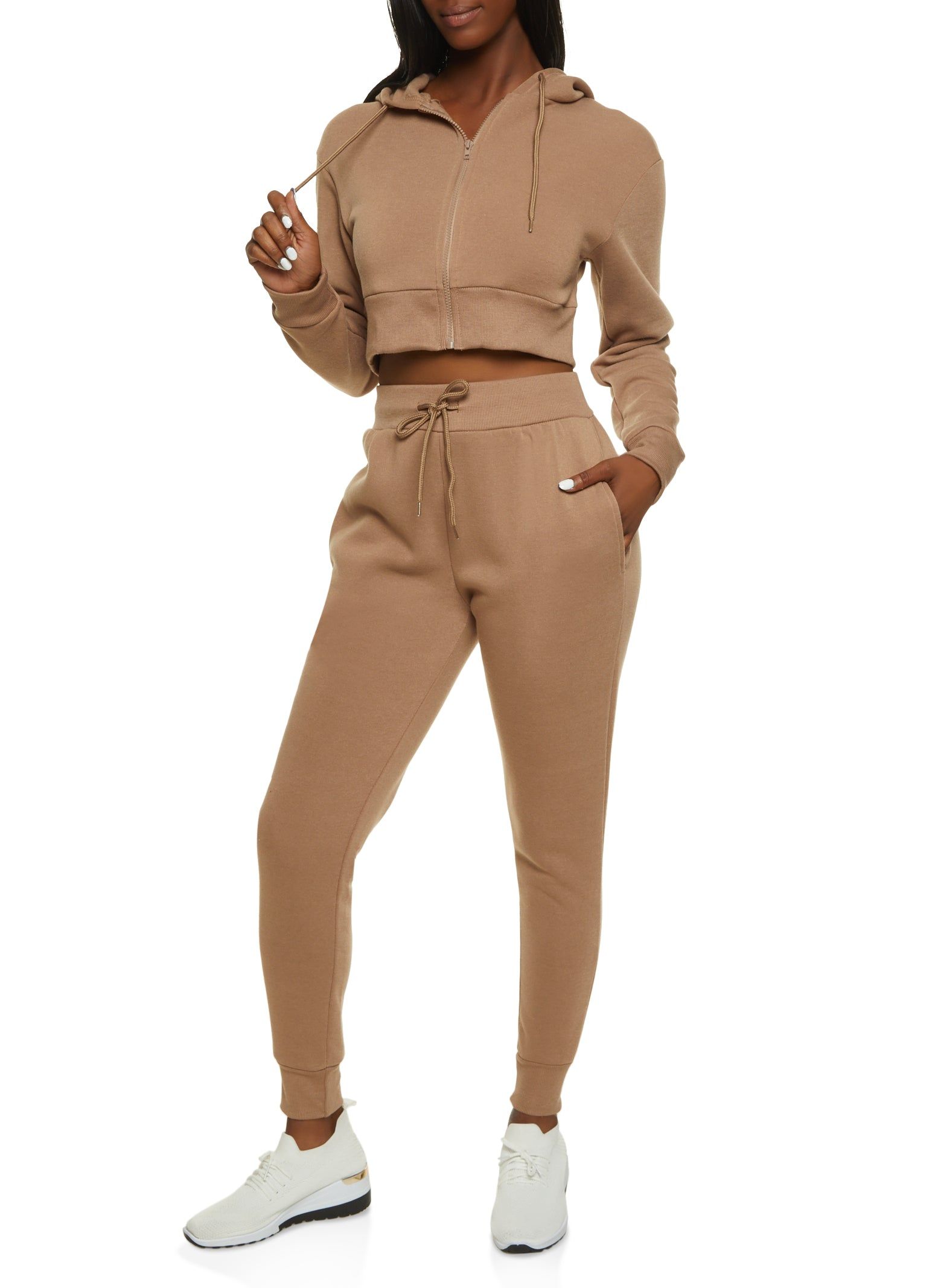 Fleece Zip Up Cropped Hoodie sold by Rainbow product image thumbnail 2