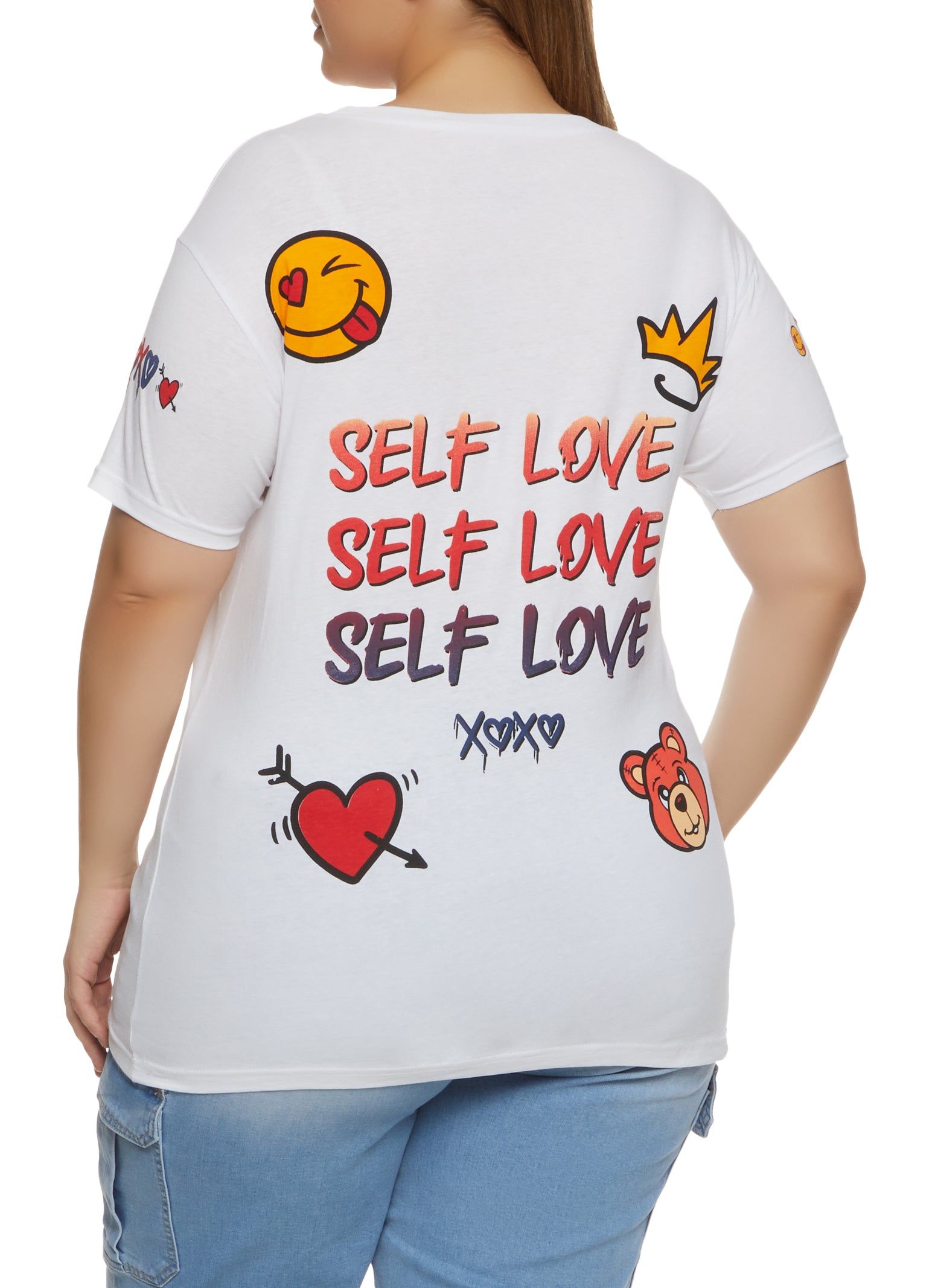 Plus Size Self Love Graphic Crew Neck T Shirt sold by Rainbow product image thumbnail 2