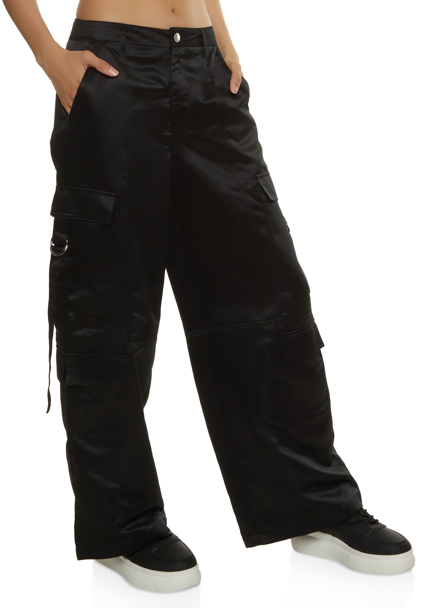 Satin Wide Leg Cargo Pants sold by Rainbow