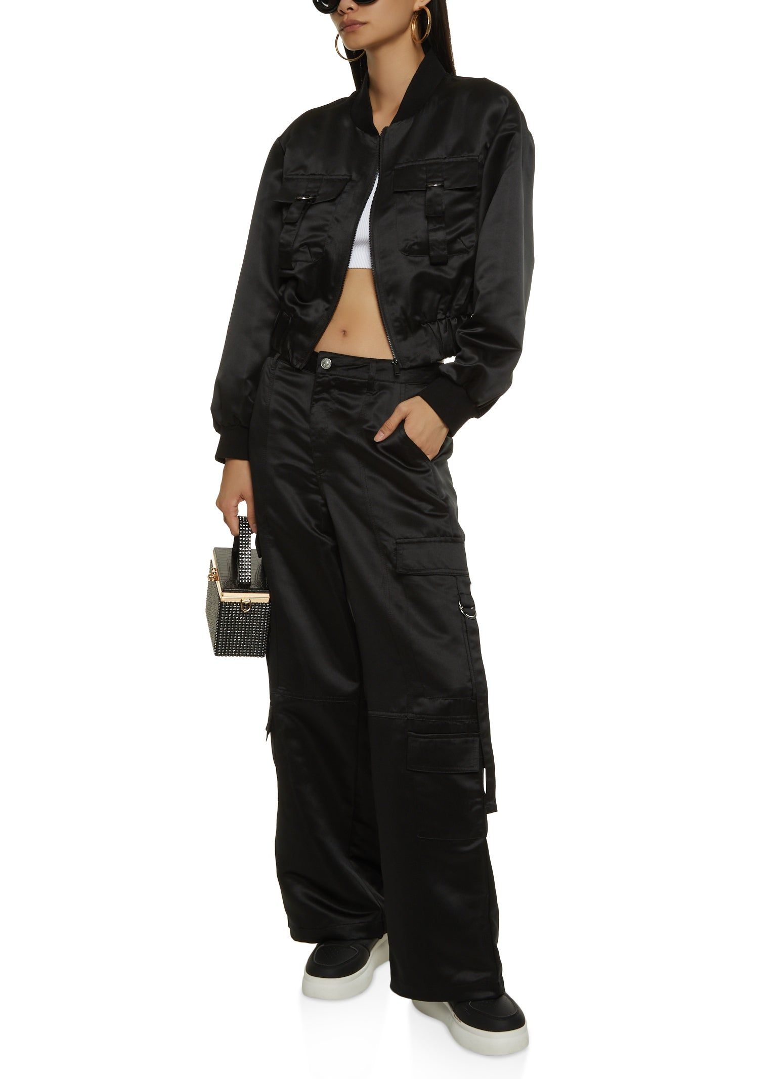 Satin Wide Leg Cargo Pants sold by Rainbow product image thumbnail 2