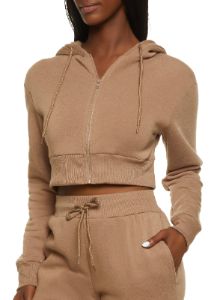Fleece Zip Up Cropped Hoodie sold by Rainbow