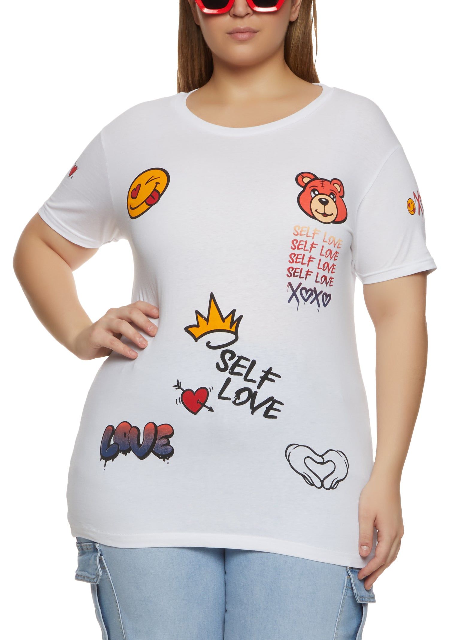 Plus Size Self Love Graphic Crew Neck T Shirt sold by Rainbow
