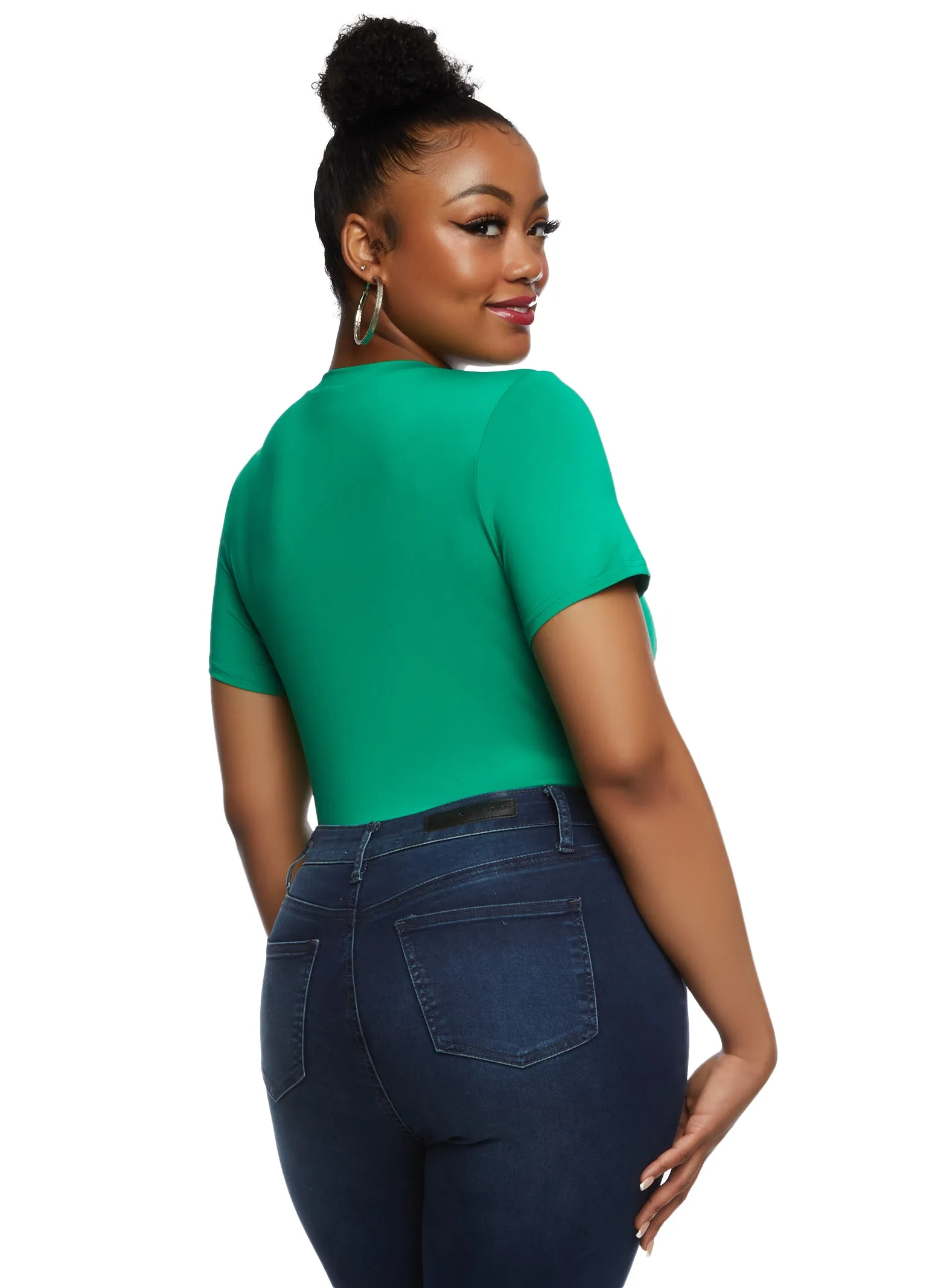 Plus Size Basic Crew Neck Bodysuit sold by Rainbow product image thumbnail 3