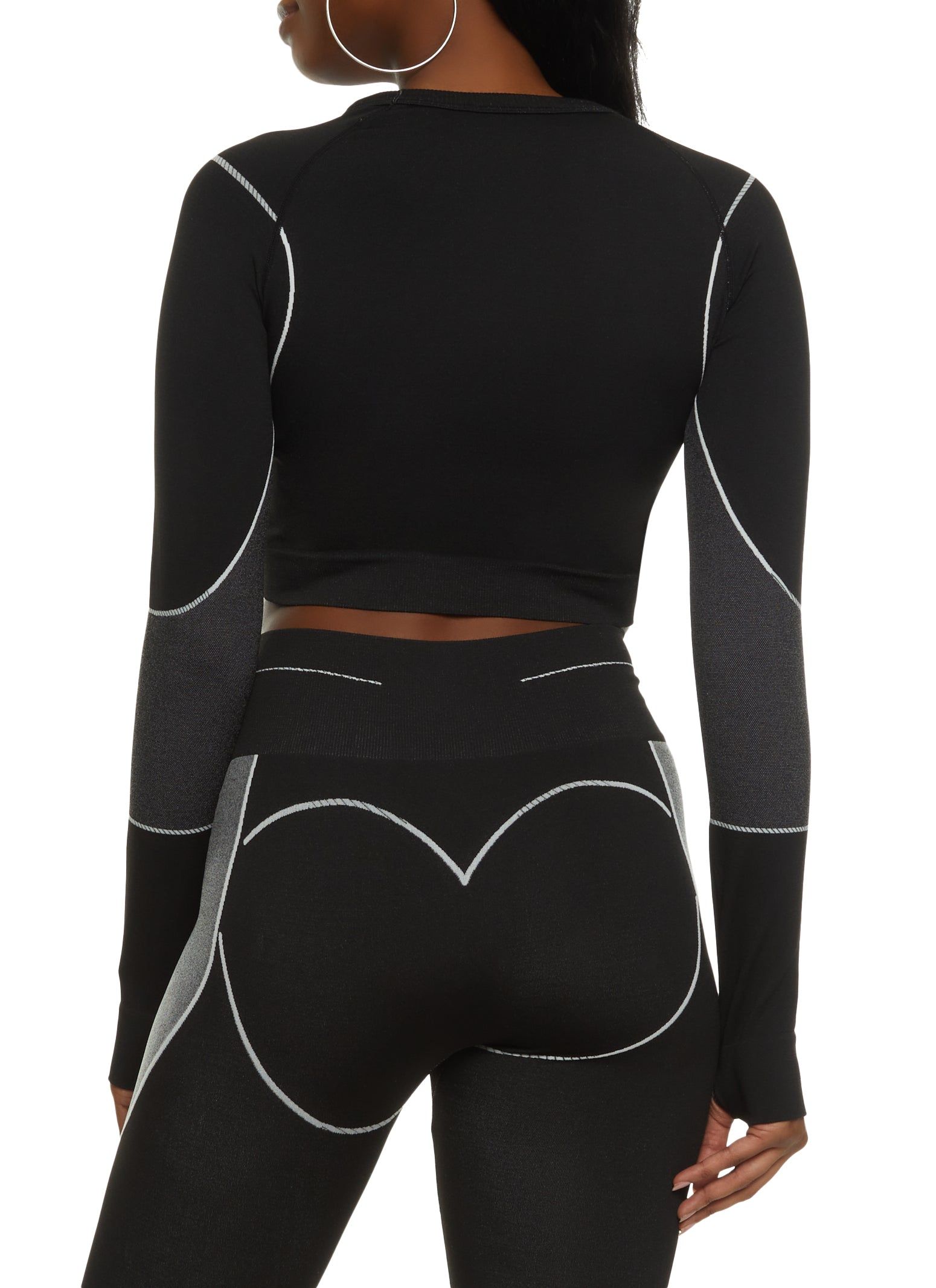 Seamless Contrast Trim Long Sleeve Crop Top sold by Rainbow product image thumbnail 3