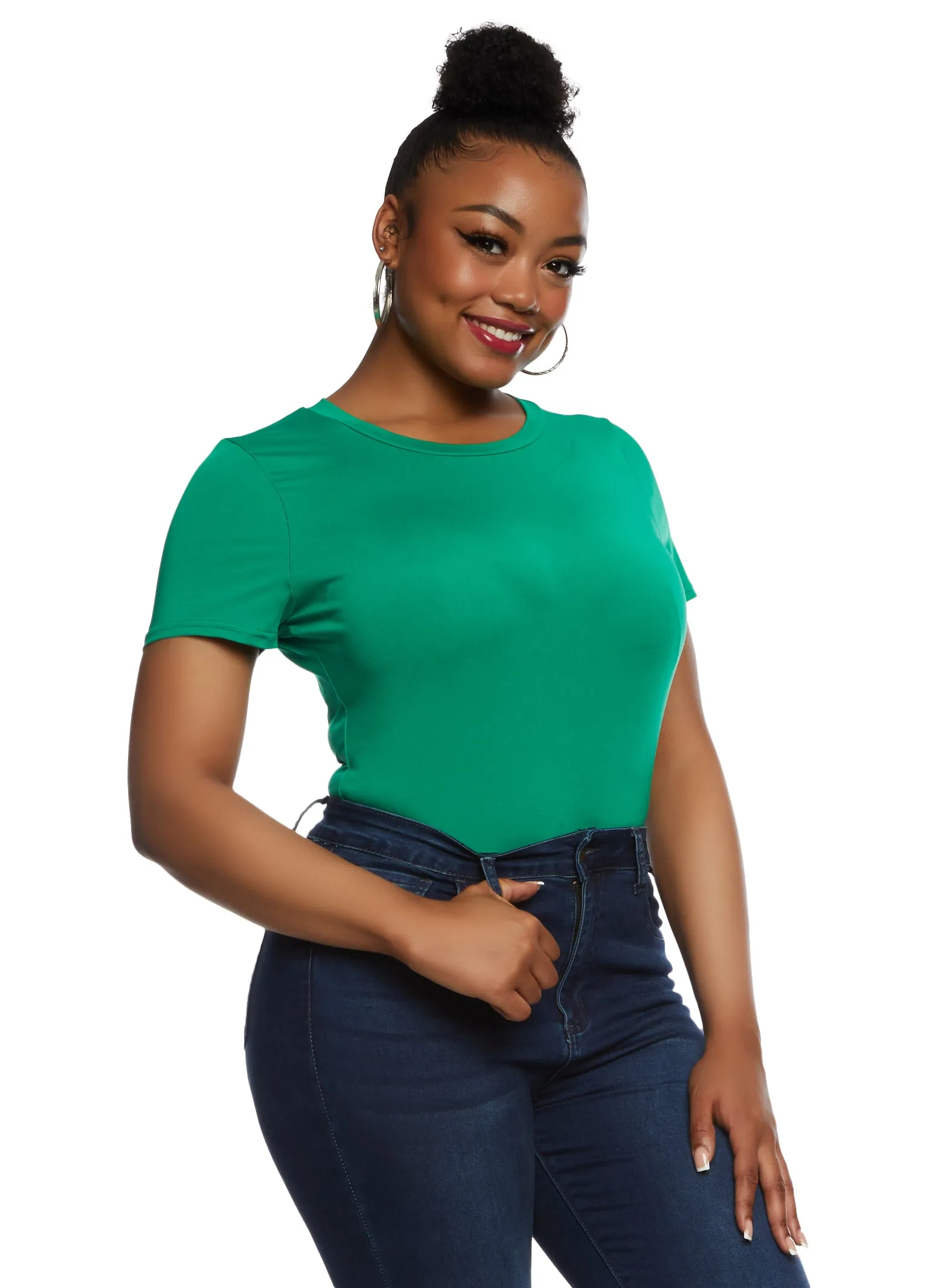 Plus Size Basic Crew Neck Bodysuit sold by Rainbow product image thumbnail 2