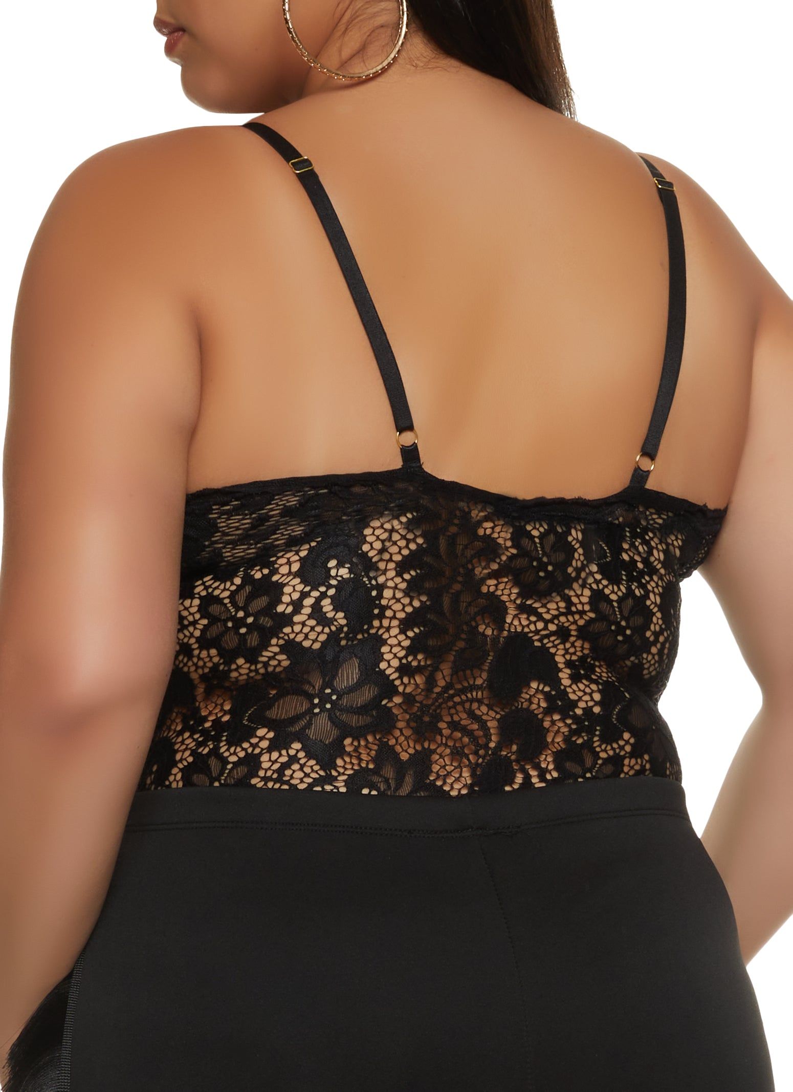 Plus Size Floral Lace Caged Bodysuit sold by Rainbow product image thumbnail 3