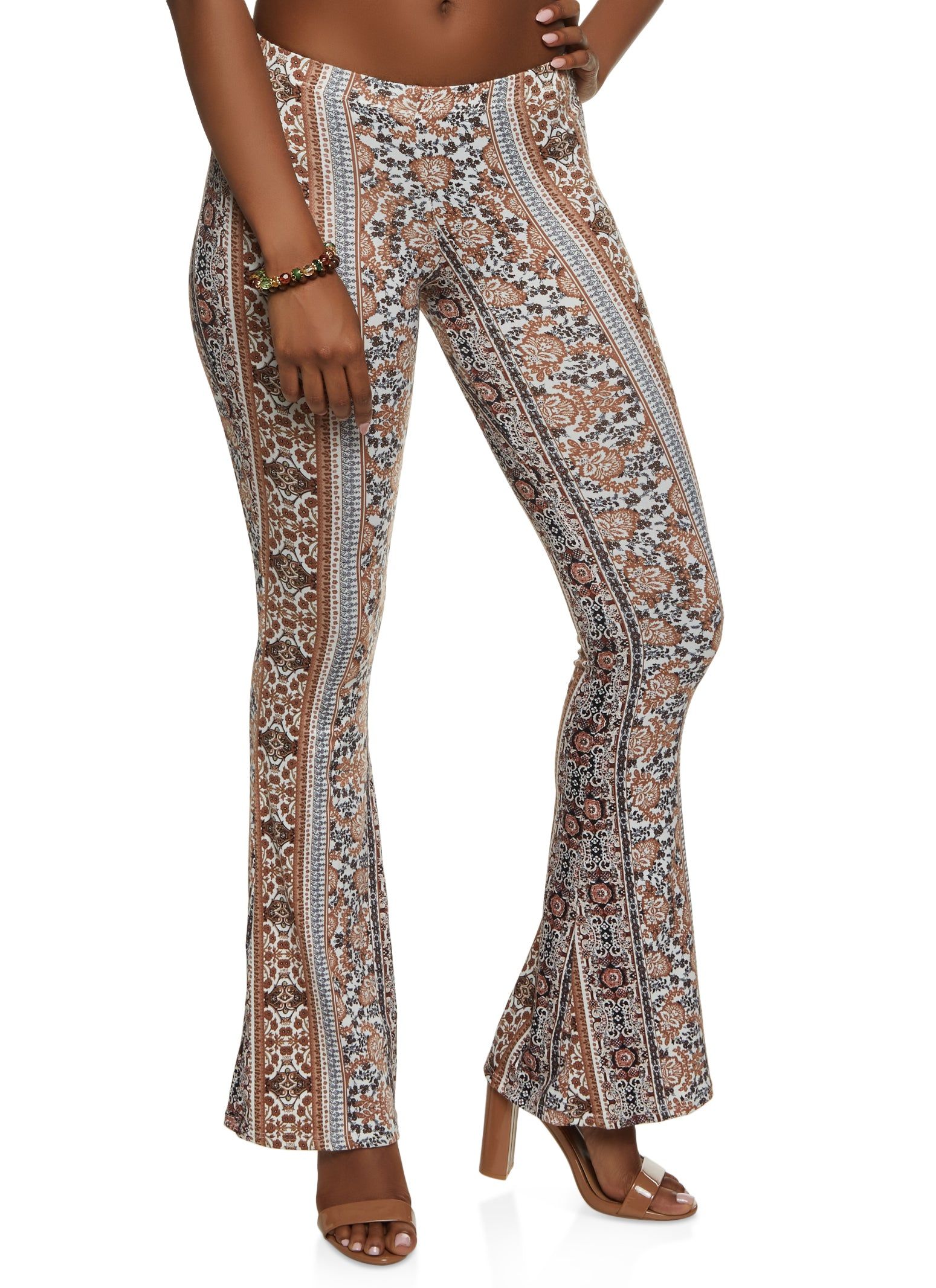 Boho Border Print Flare Pants sold by Rainbow