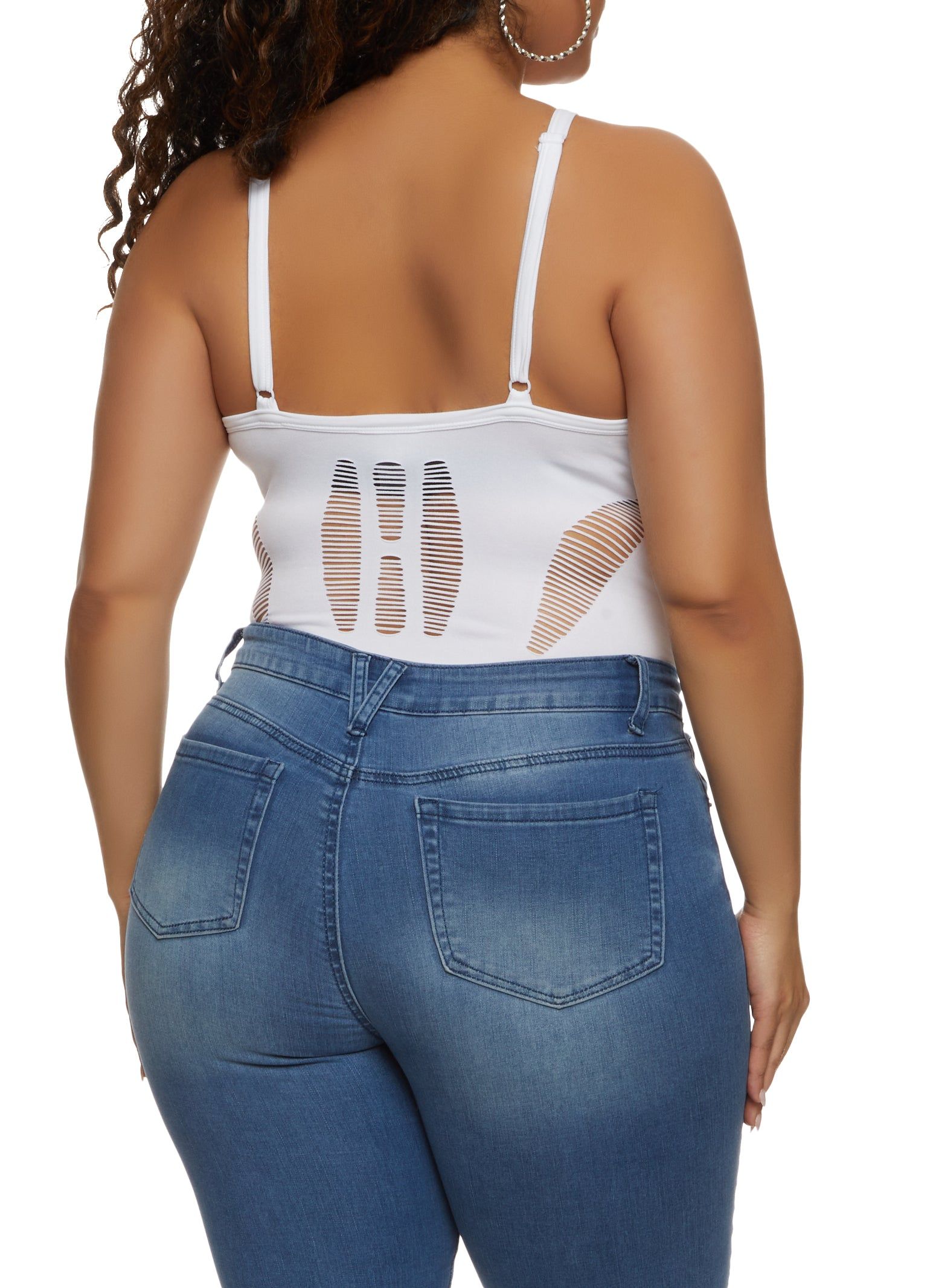 Plus Size Laser Cut Seamless Bodysuit sold by Rainbow product image thumbnail 3