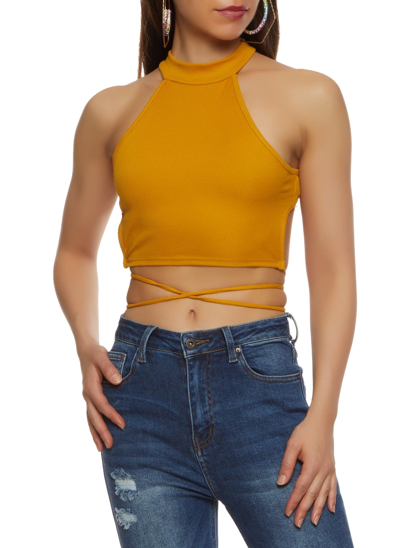 Tie Back Halter Crop Top sold by Rainbow