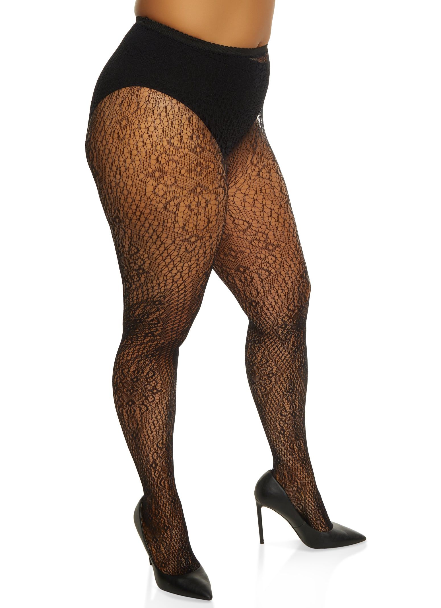 Plus Size Patterned Fishnet Tights sold by Rainbow