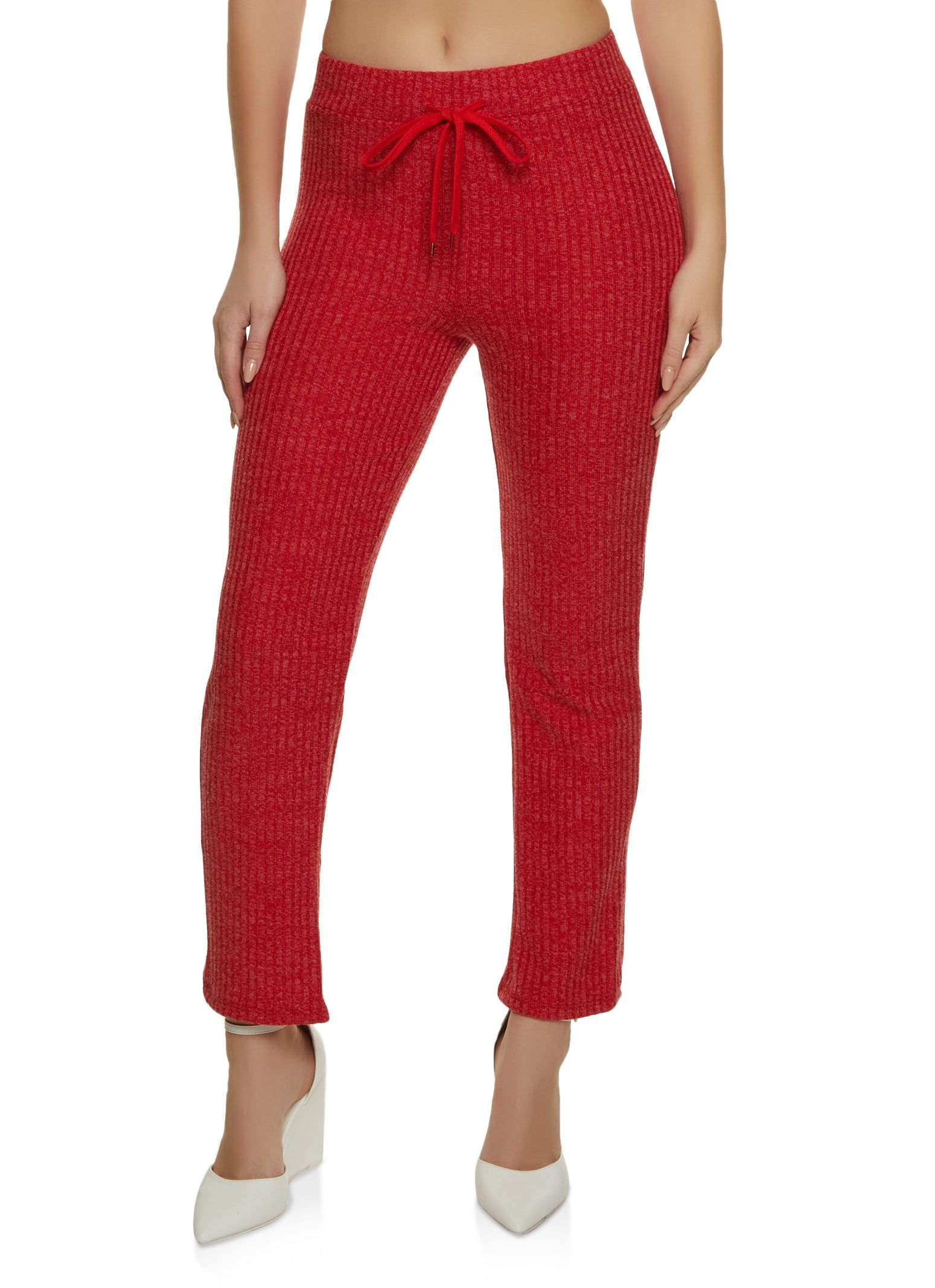 Drawstring Ribbed Straight Leg Pants sold by Rainbow