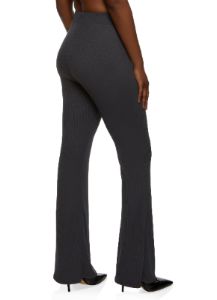 Basic Ribbed High Waist Flare Pants sold by Rainbow