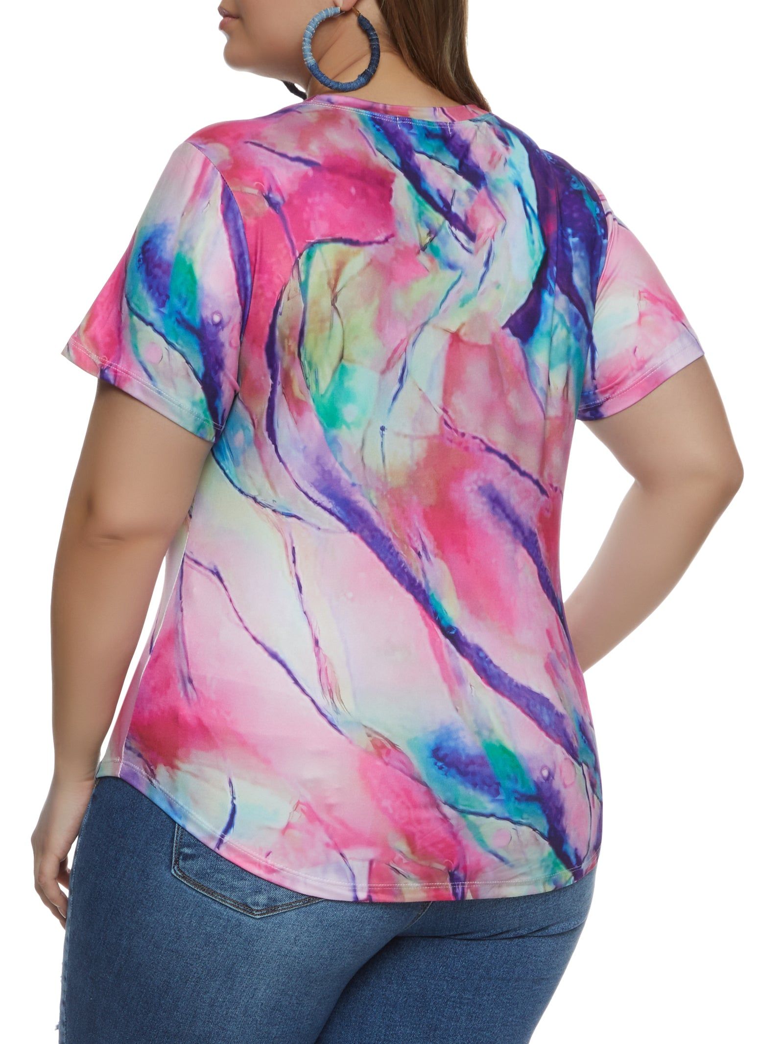 Plus Size Marble Print Rounded Hem Top sold by Rainbow product image thumbnail 2