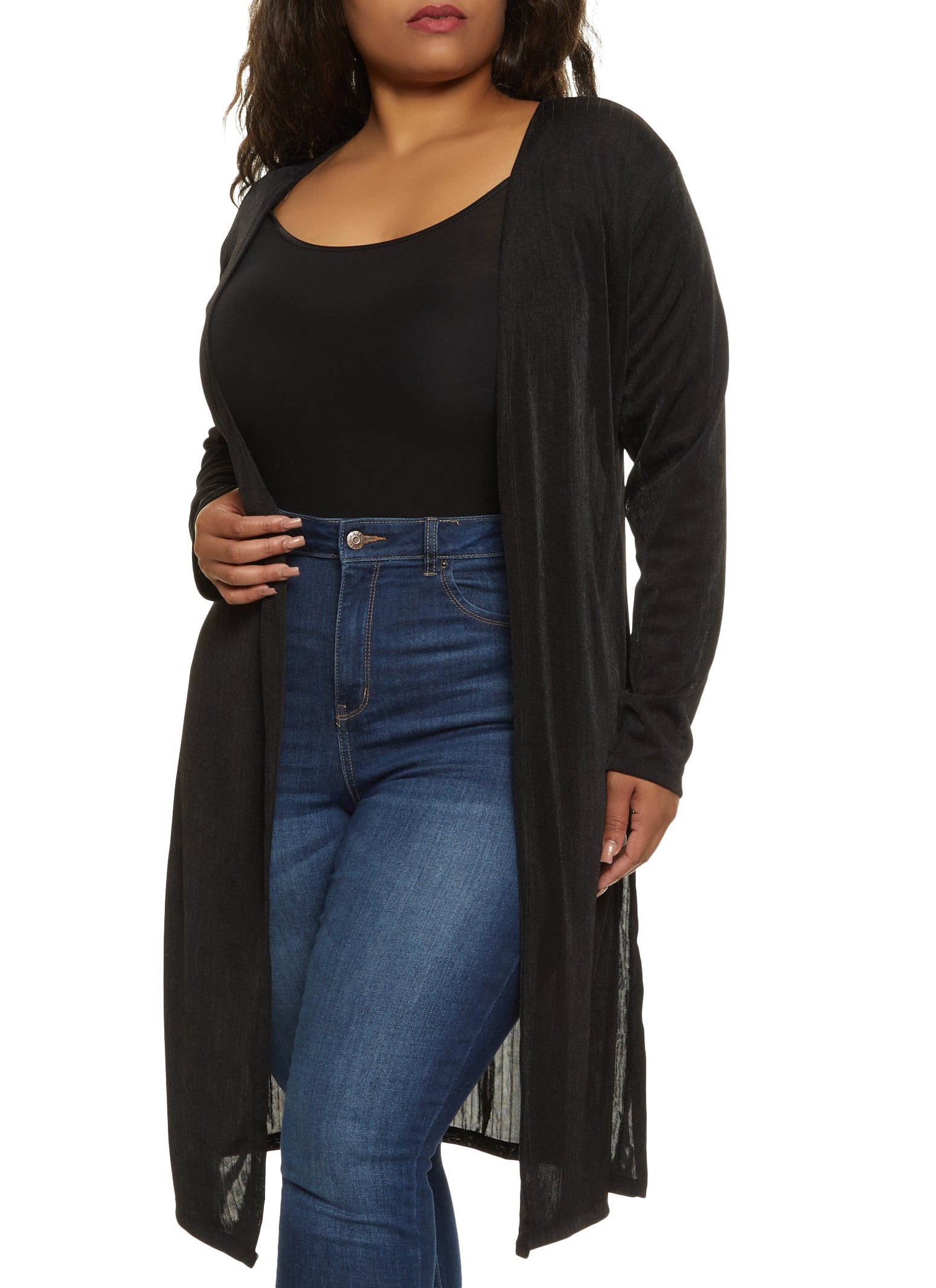 Plus Size Shimmer Knit Duster sold by Rainbow