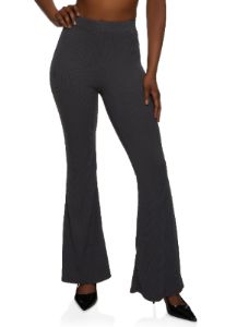 Basic Ribbed High Waist Flare Pants sold by Rainbow
