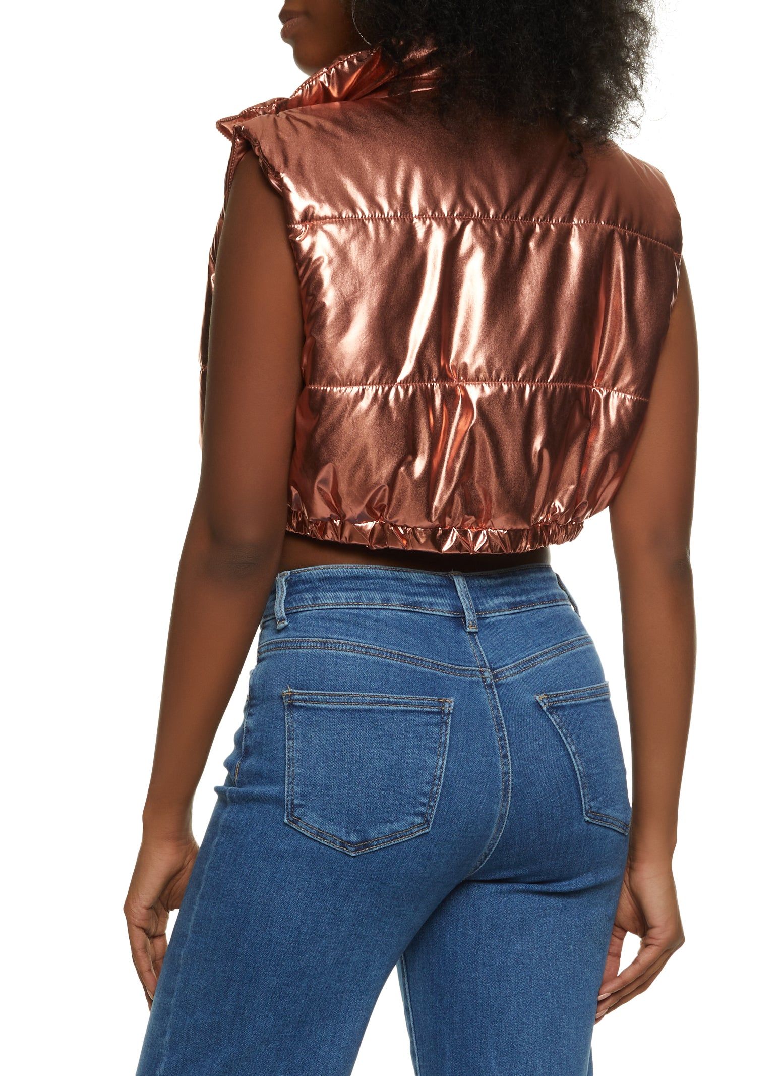 Metallic Cropped Puffer Vest sold by Rainbow product image thumbnail 3