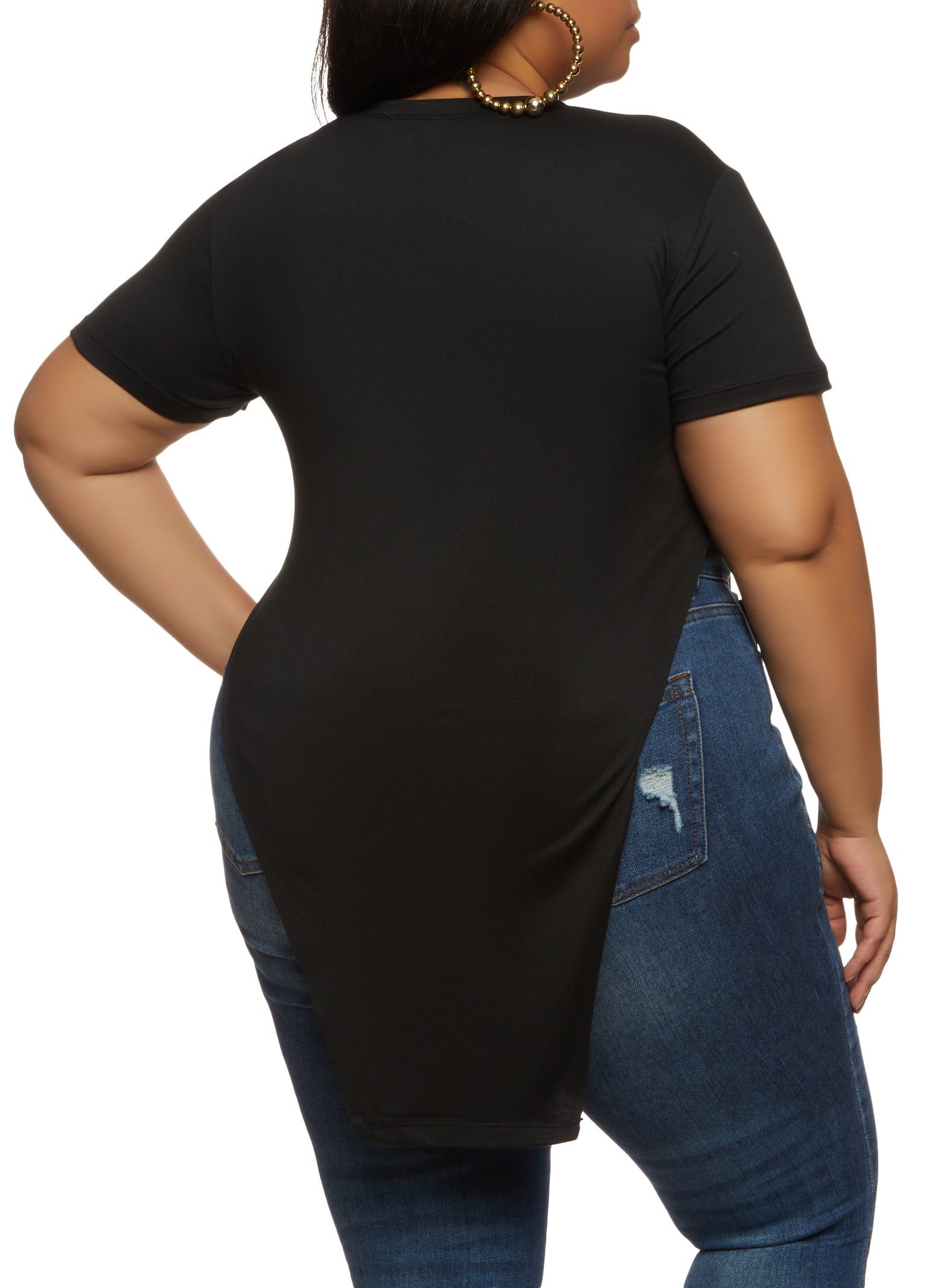 Plus Size Thou Shall Not Try Me Rhinestone Tunic Top sold by Rainbow product image thumbnail 2