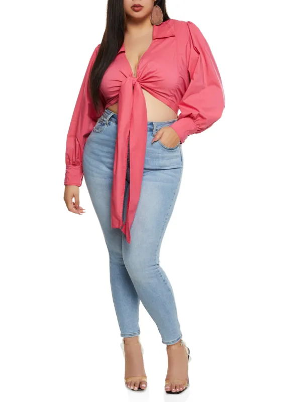 Plus Size Tie Back Wrapped Crop Top sold by Rainbow