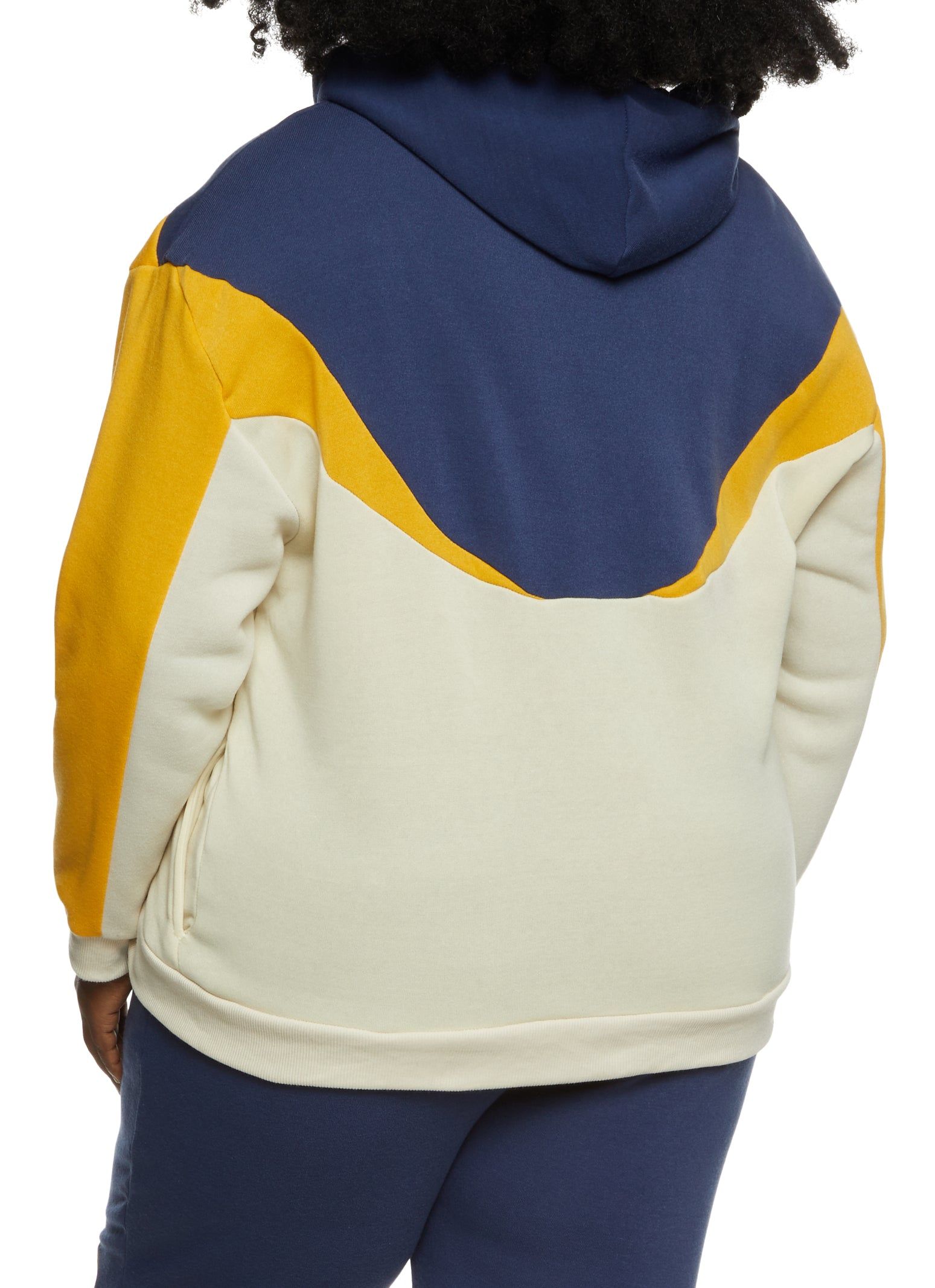 Plus Size Color Blocked Zip Front Hooded Sweatshirt sold by Rainbow product image thumbnail 3