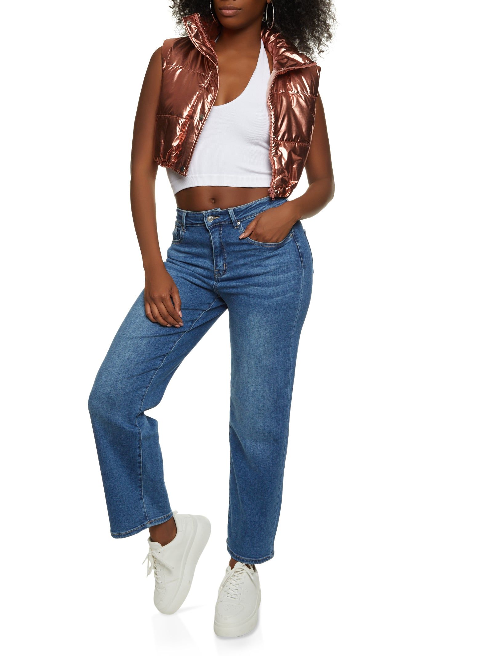 Metallic Cropped Puffer Vest sold by Rainbow product image thumbnail 2