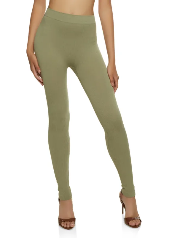 Solid Seamless Ribbed Leggings sold by Rainbow