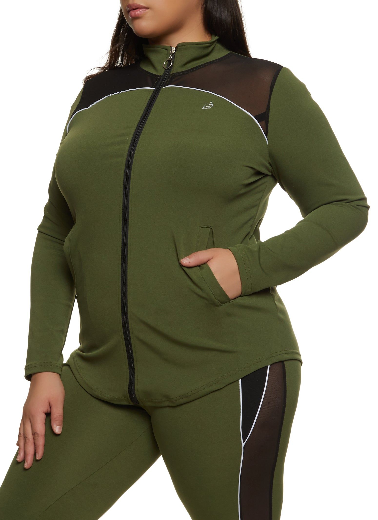 Plus Size Zip Front Mesh Detail Track Jacket sold by Rainbow