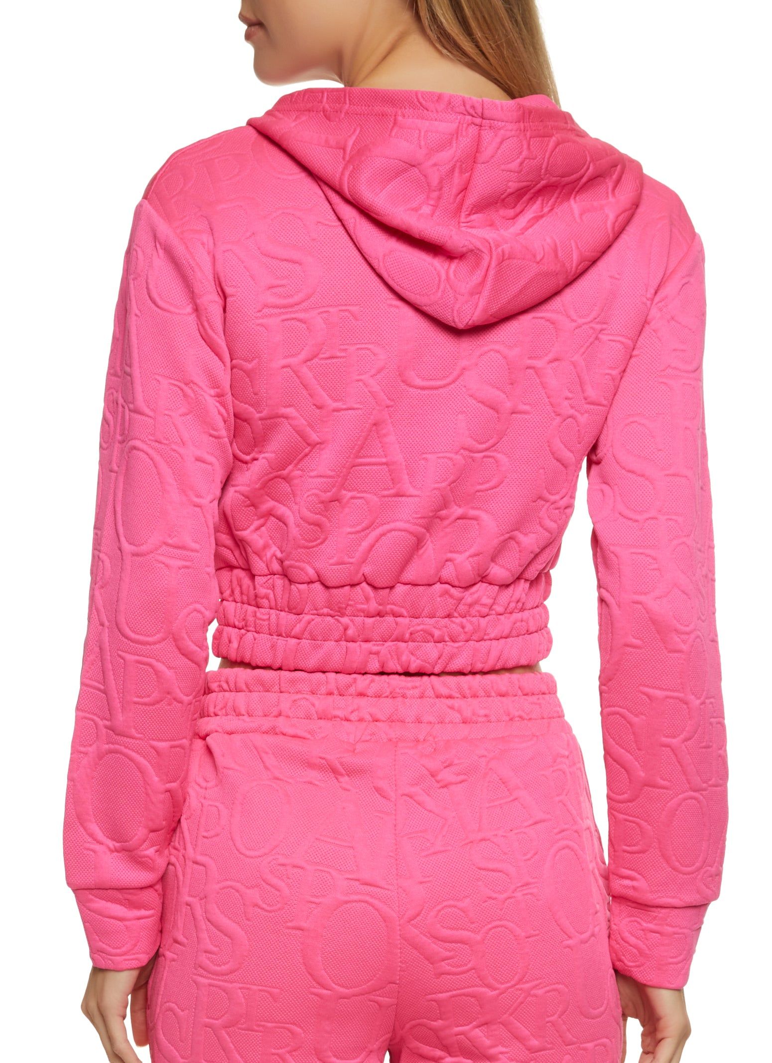 Embossed Zip Front Cropped Hoodie sold by Rainbow product image thumbnail 3