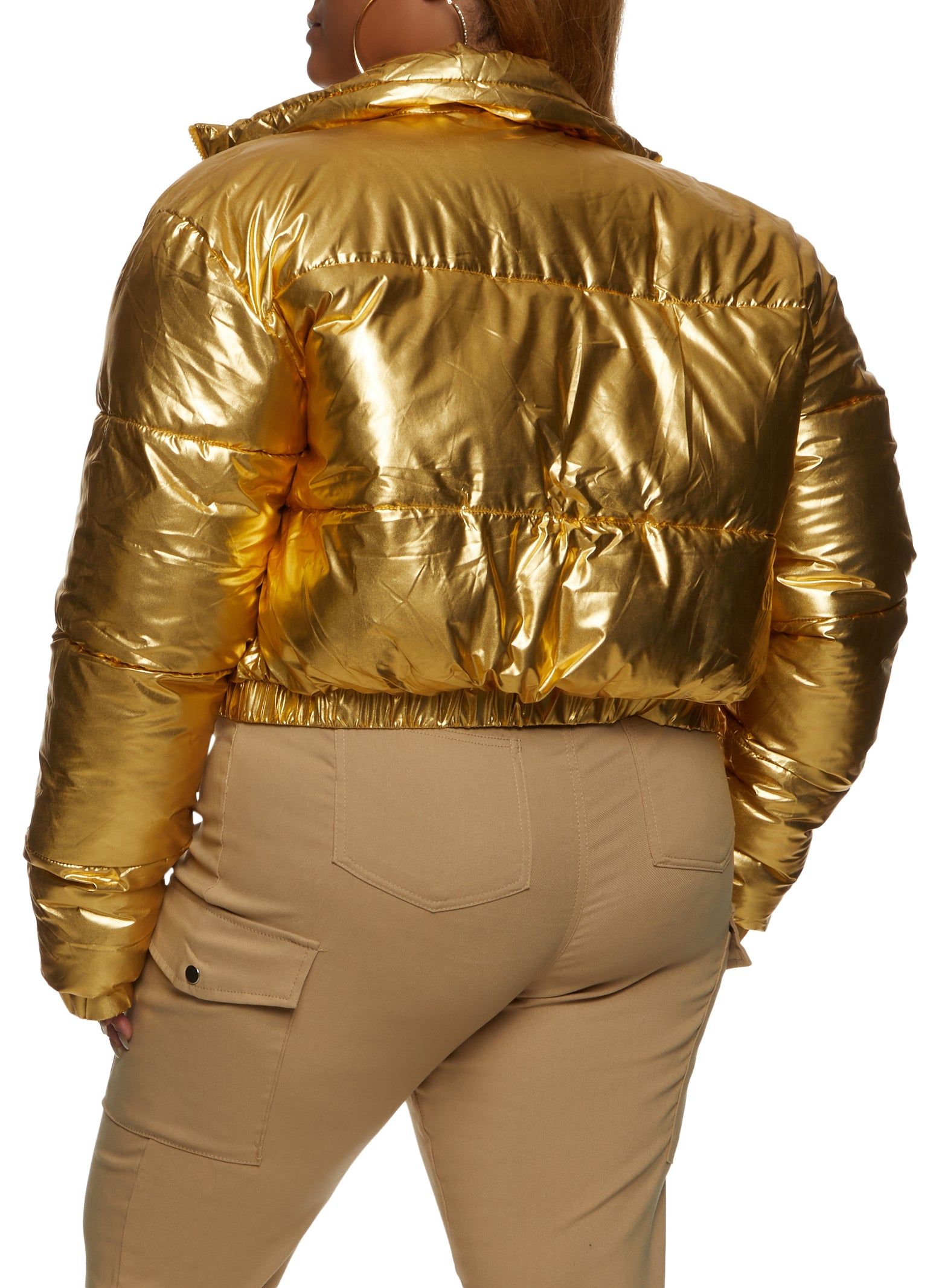 Plus Size Mock Neck Zip Front Puffer Jacket sold by Rainbow product image thumbnail 3
