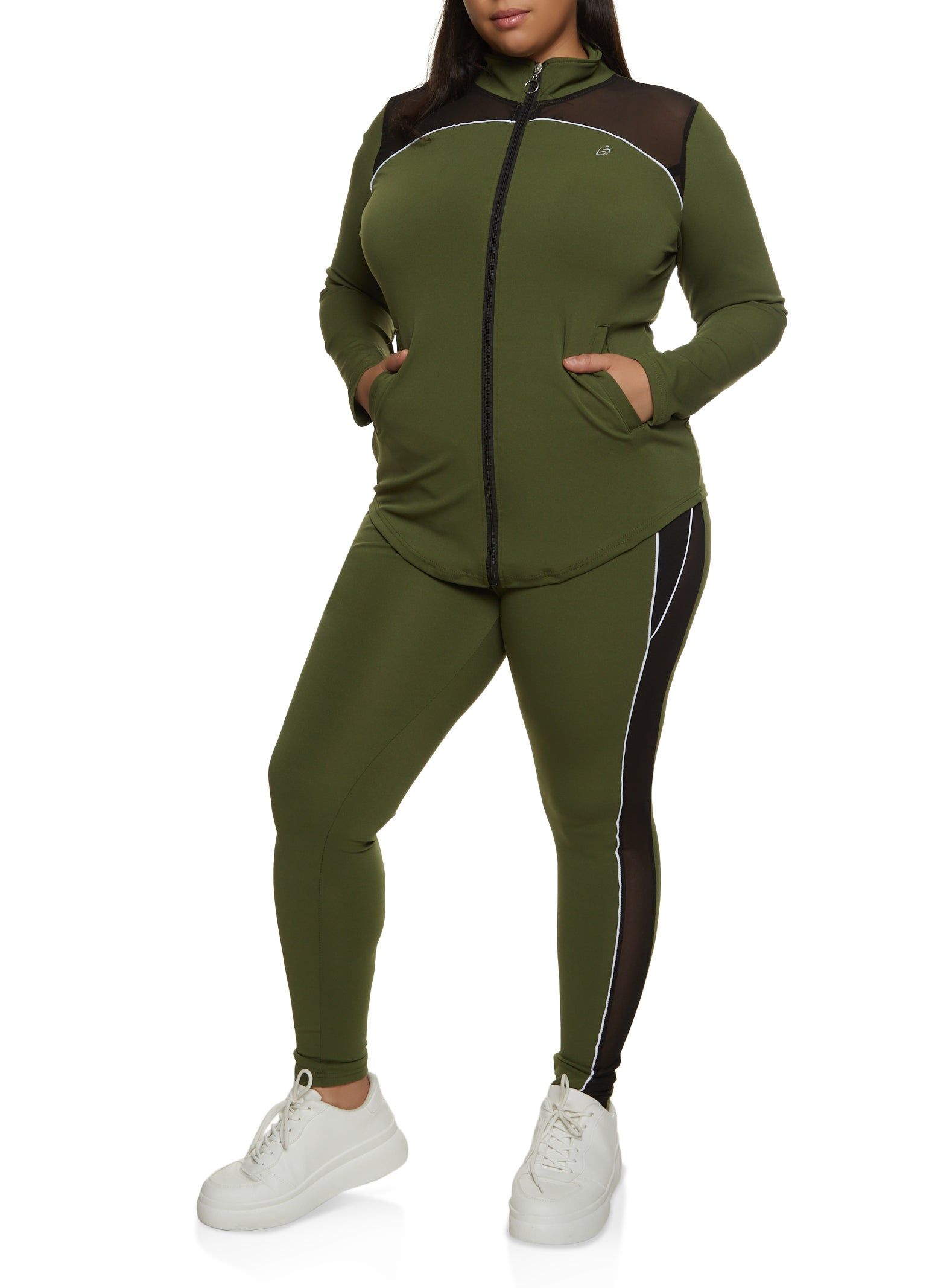 Plus Size Zip Front Mesh Detail Track Jacket sold by Rainbow product image thumbnail 2