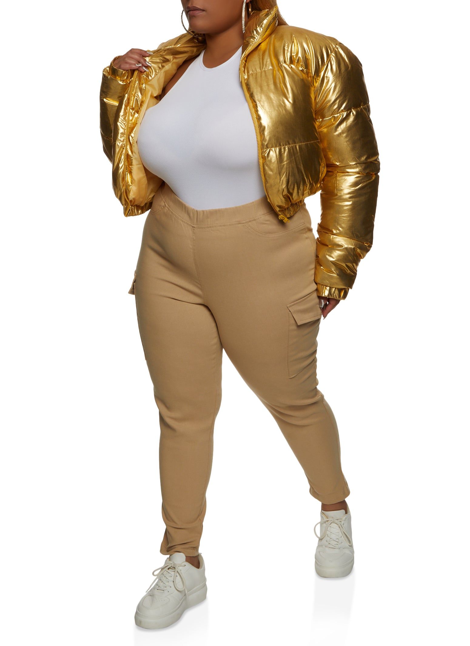 Plus Size Mock Neck Zip Front Puffer Jacket sold by Rainbow product image thumbnail 2