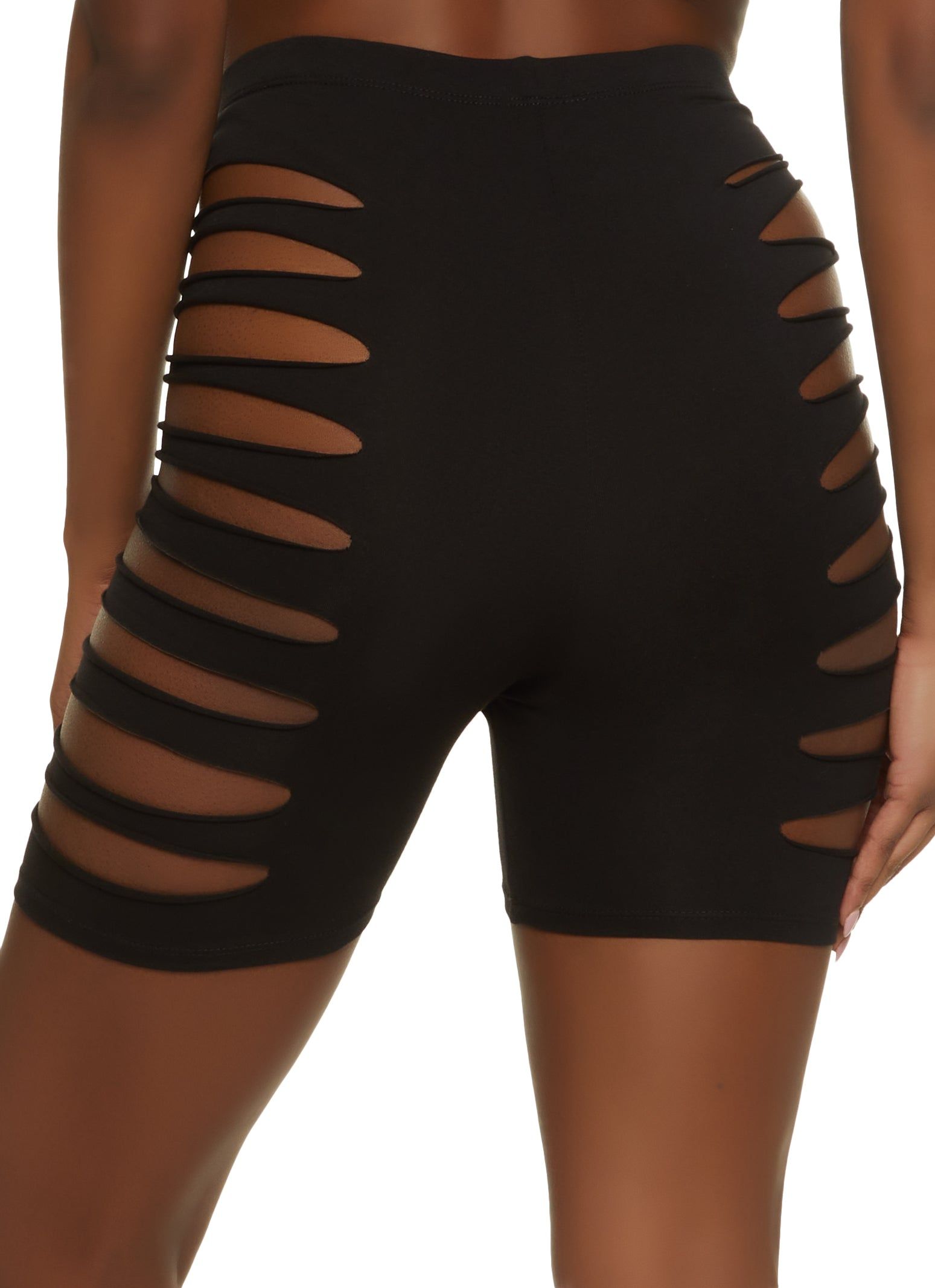 Laser Cut Side Solid Biker Shorts sold by Rainbow product image thumbnail 2