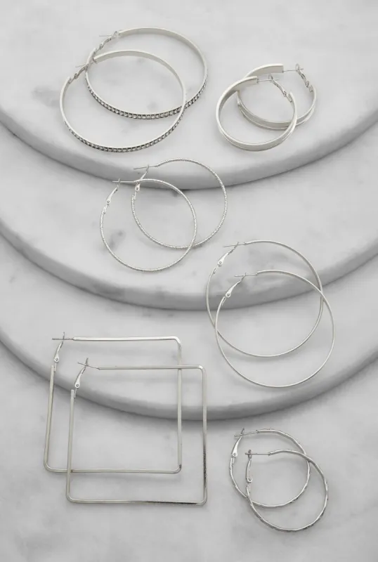 Assorted Textured Hoop Earrings Set of 6 sold by Rainbow