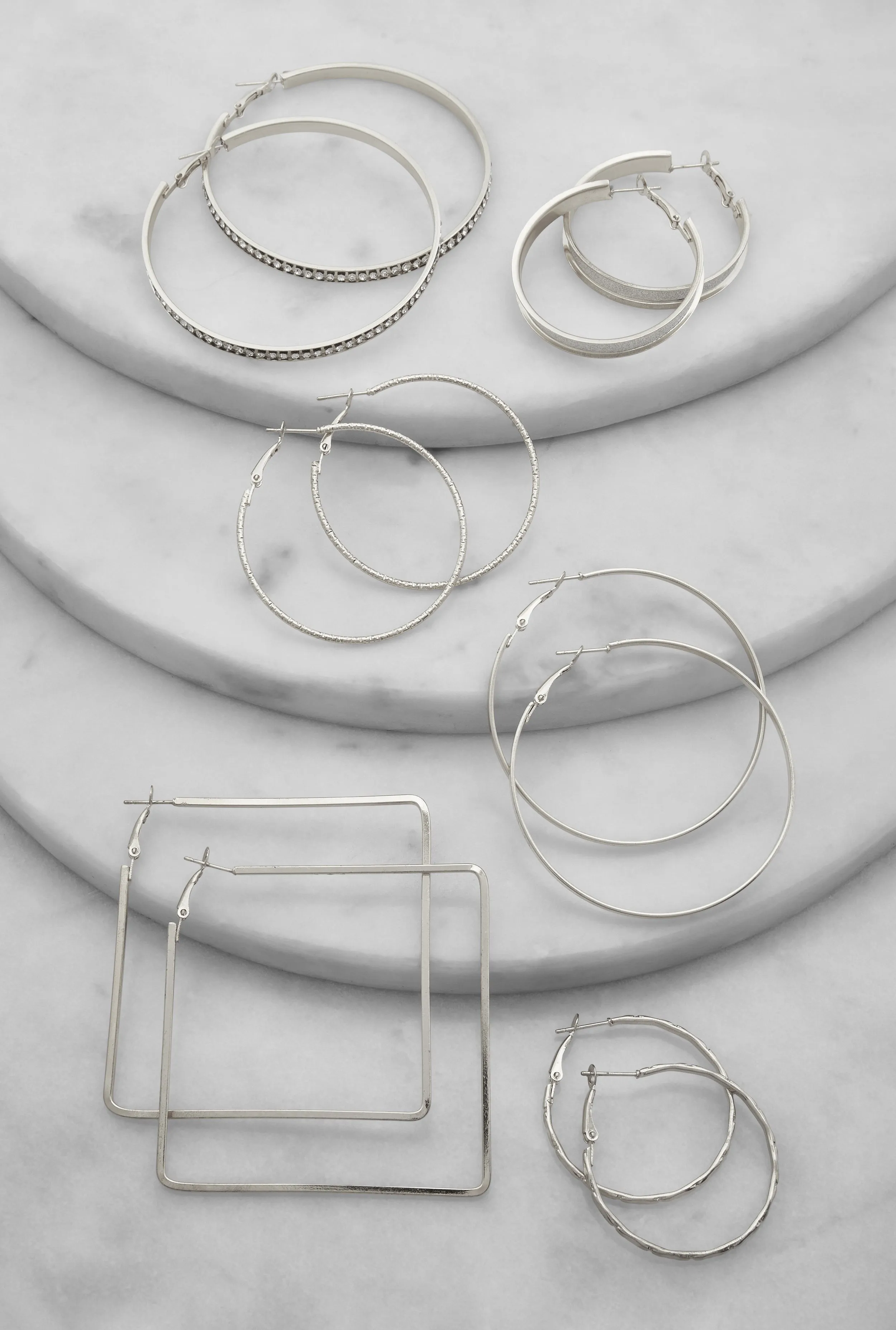 Assorted Textured Hoop Earrings Set of 6 sold by Rainbow
