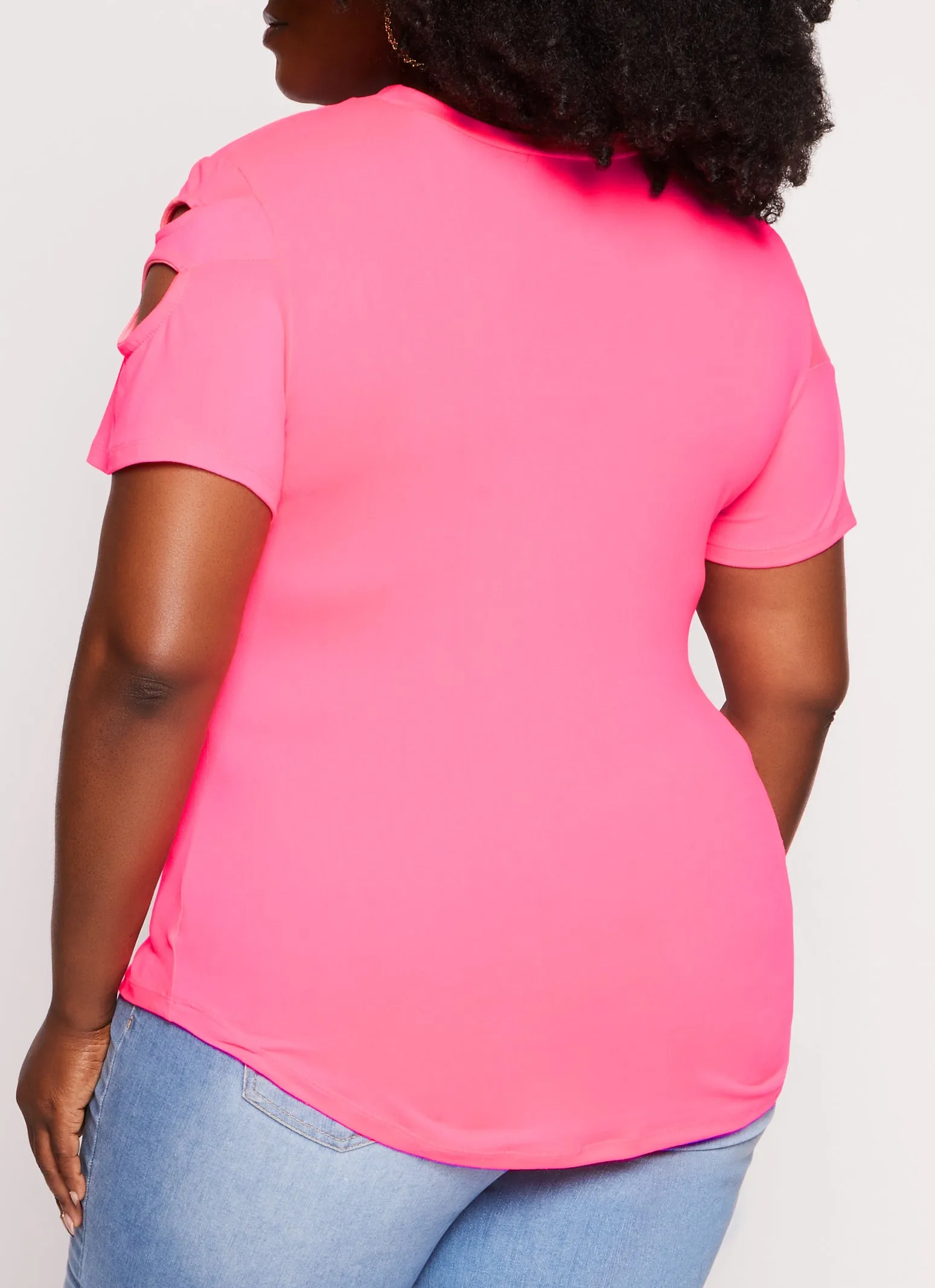 Plus Size Cut Out Crew Neck T Shirt sold by Rainbow product image thumbnail 3