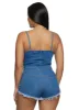 Haute Monde Rhinestone Fringe Denim Bodysuit sold by Rainbow