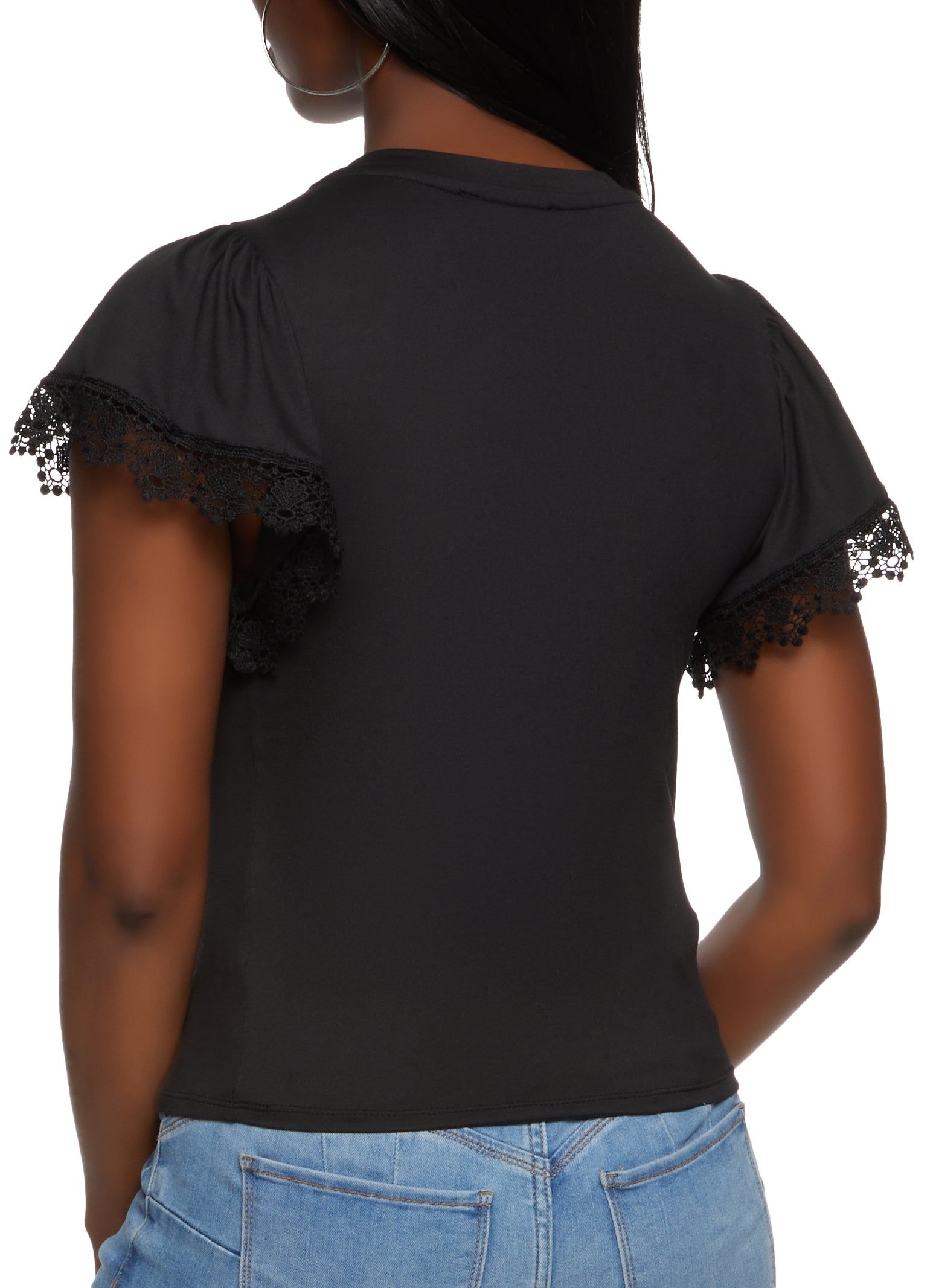 Crochet Trim Short Sleeve Tee sold by Rainbow product image thumbnail 2