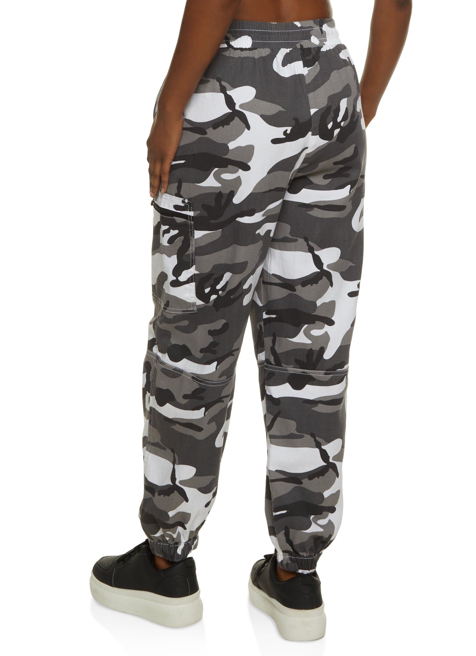 Camo High Waist Drawstring Cargo Joggers sold by Rainbow product image thumbnail 3