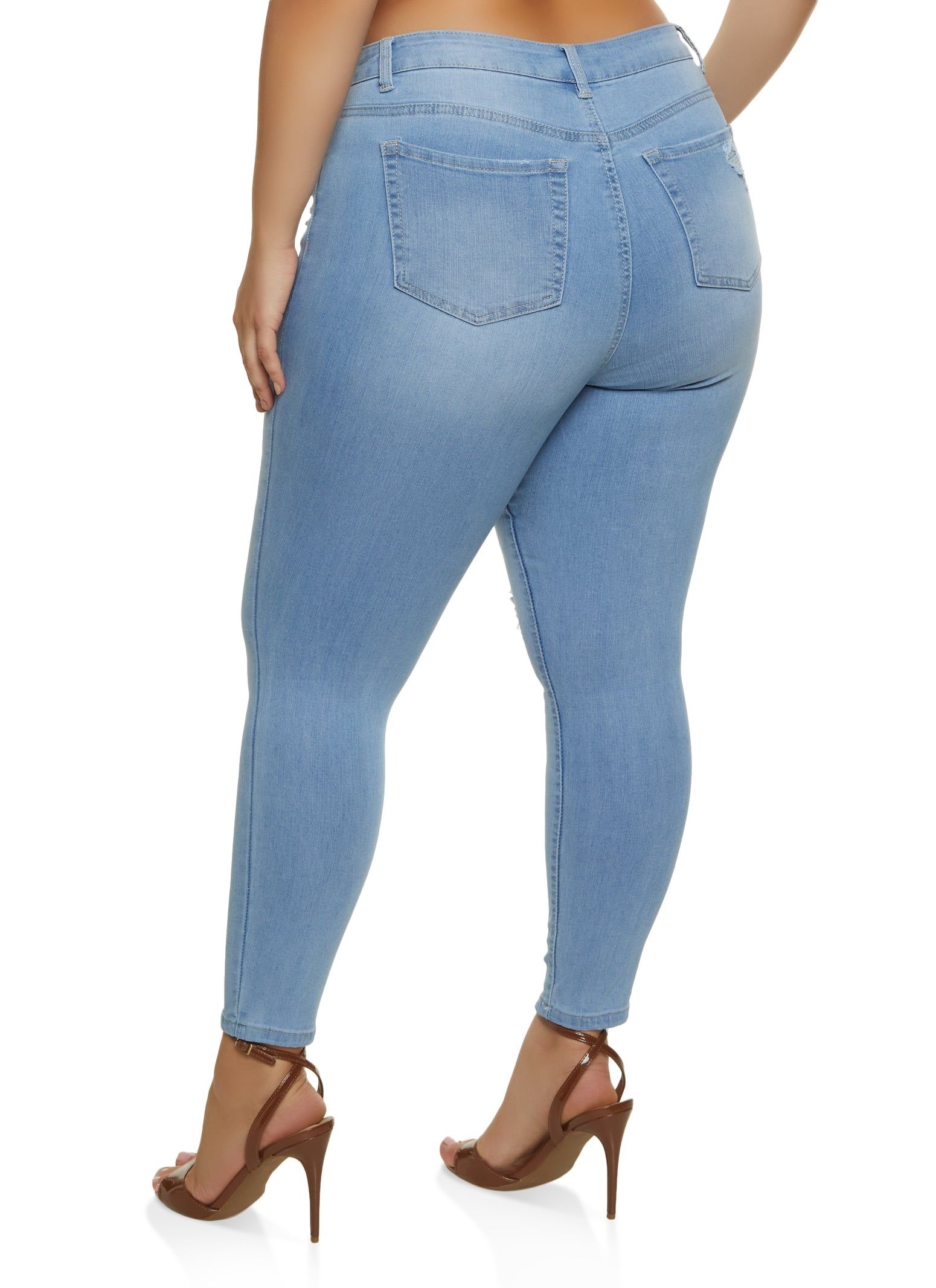 Plus Size WAX Distressed Stretch Skinny Jeans sold by Rainbow product image thumbnail 2