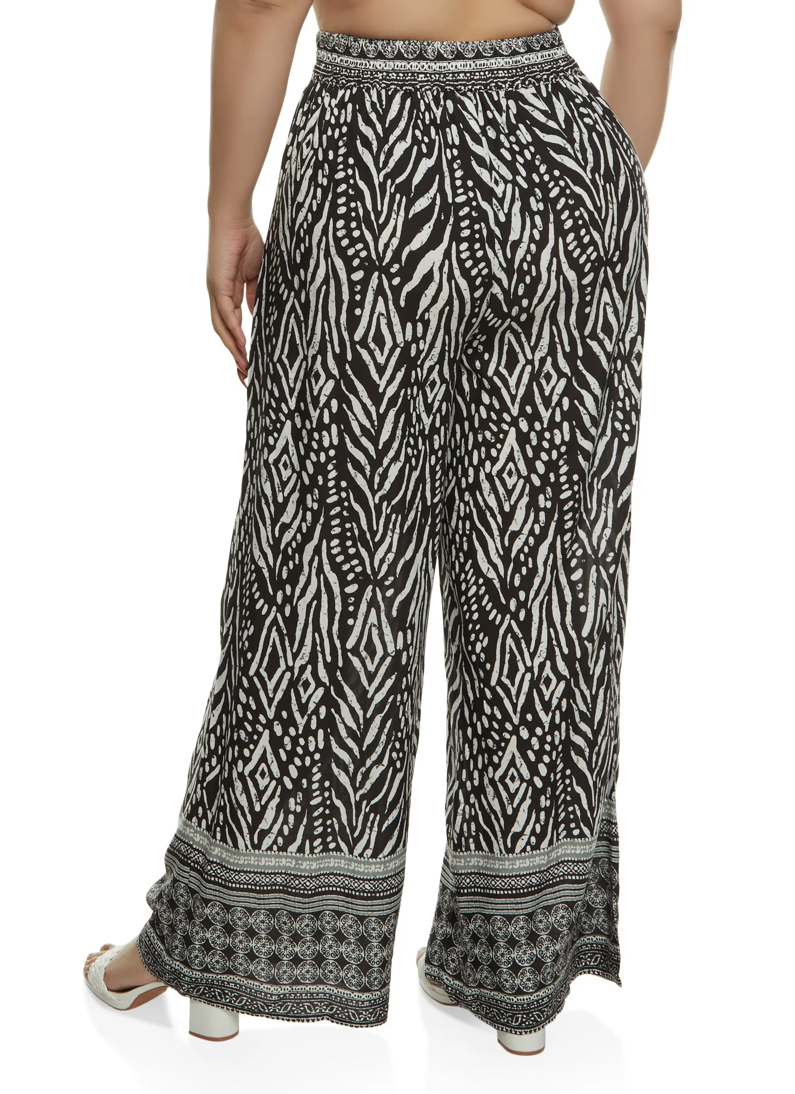 Plus Size Smocked Waist Printed Wide Leg Pants sold by Rainbow product image thumbnail 2