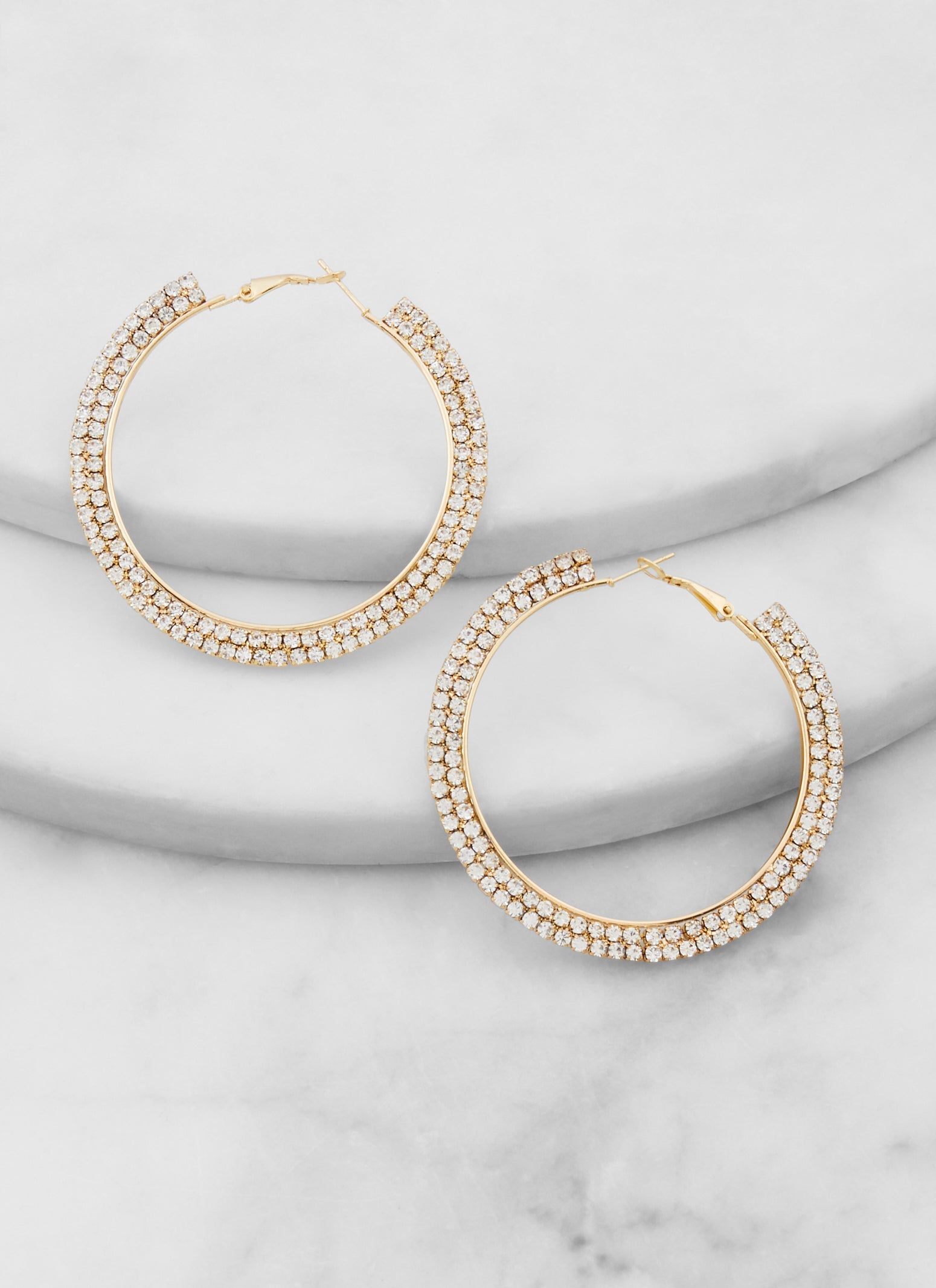 Rhinestone Double Studded Hoop Earrings sold by Rainbow product image thumbnail 2